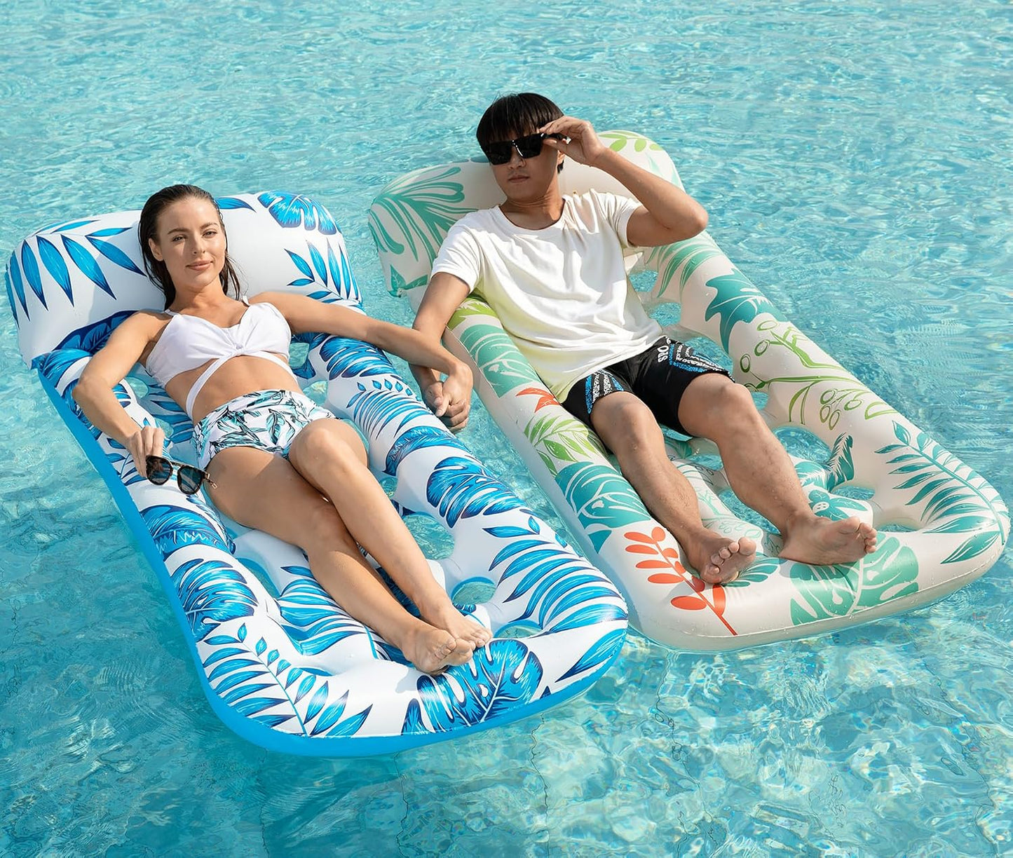HotJasonwell Inflatable Pool Float Lounge - 2 Pack Floaties Rafts for Adults Floating Lounger Sun Tanning Floats Cool Water Floaty Swimming Lake Beach Party Toys