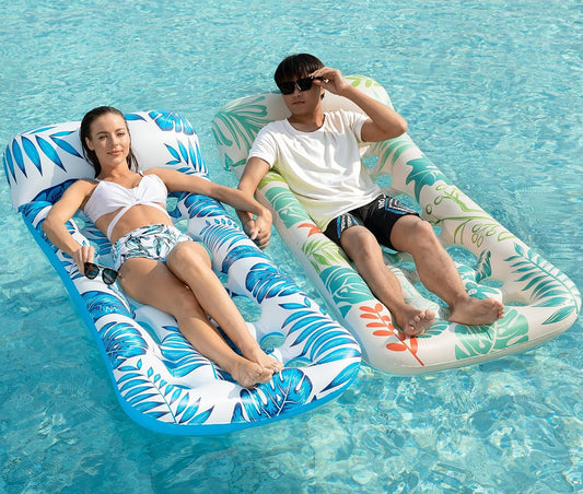 HotJasonwell Inflatable Pool Float Lounge - 2 Pack Floaties Rafts for Adults Floating Lounger Sun Tanning Floats Cool Water Floaty Swimming Lake Beach Party Toys
