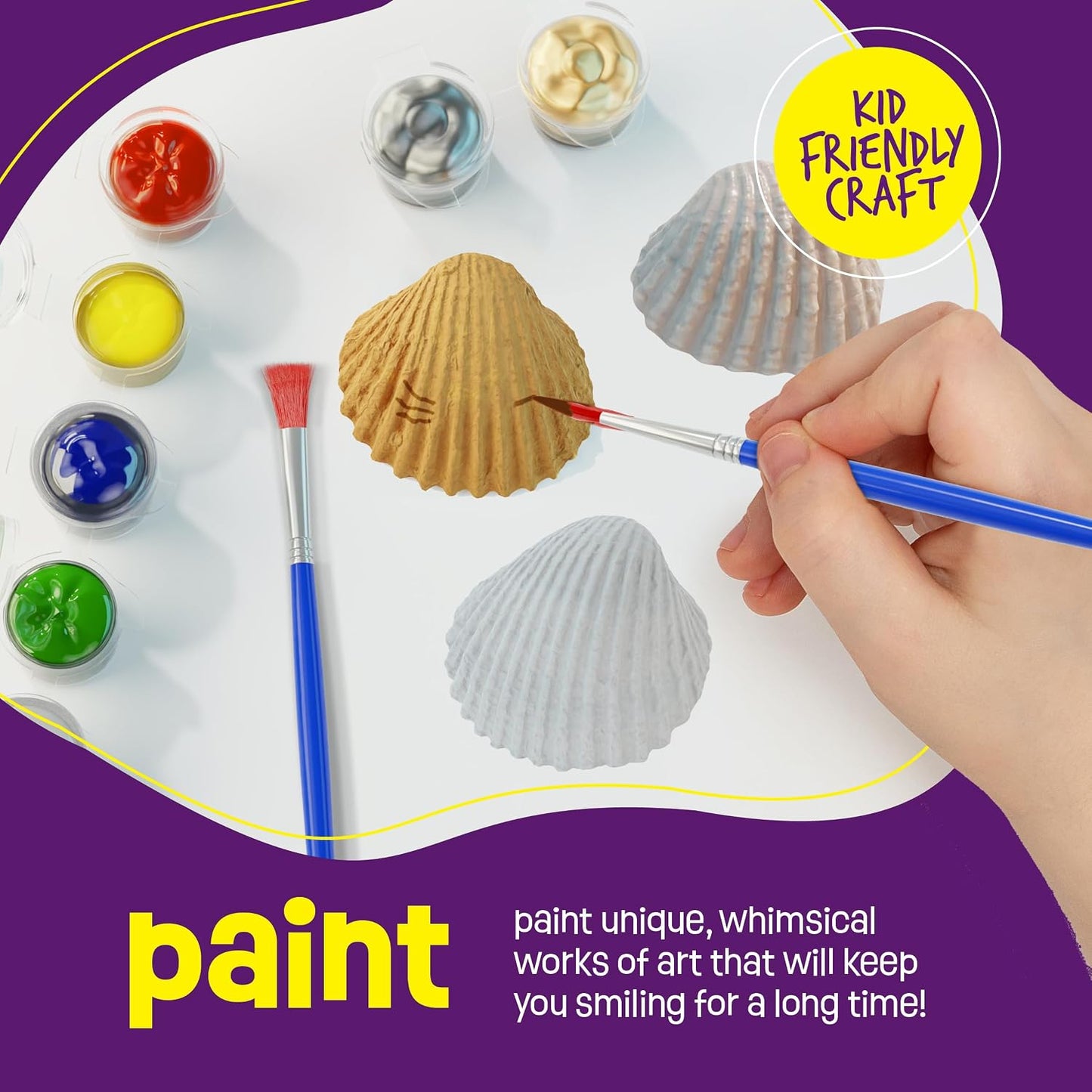 HotDan&Darci Kids Sea Shell Painting Kit - Arts & Crafts for Kids - Gifts for Boys and Girls Ages 6-8, 8-12 - Craft Activities Kits - Creative Art Activity Gift Toys for Age 6 7 8 9 10 11 12 Year Old