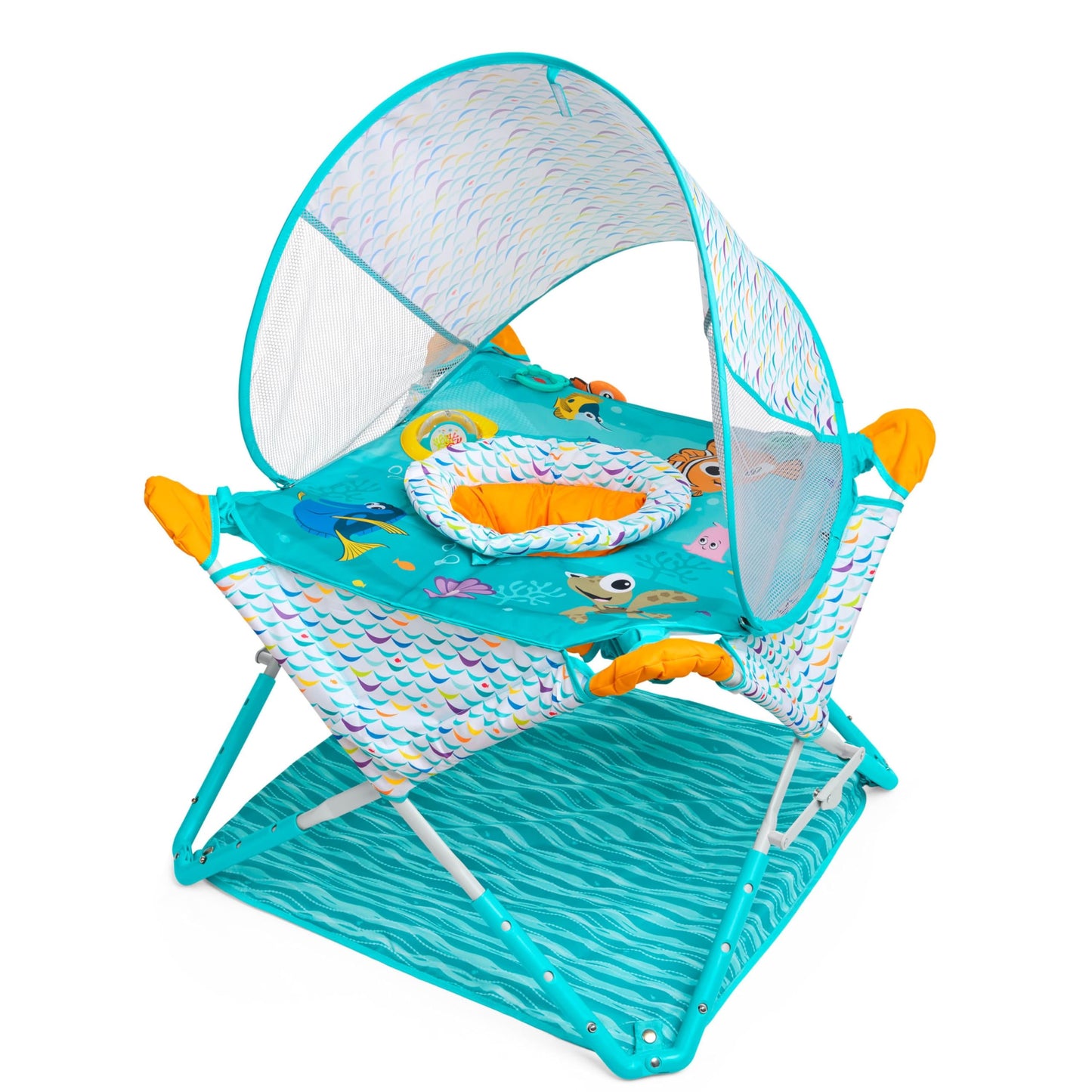 Hot Bright Starts Pop 'N Jump Portable Baby Jumper, Foldable Indoor/Outdoor Baby Jumper with Owl Forest Sensory Activities, Ages 6–12 Months