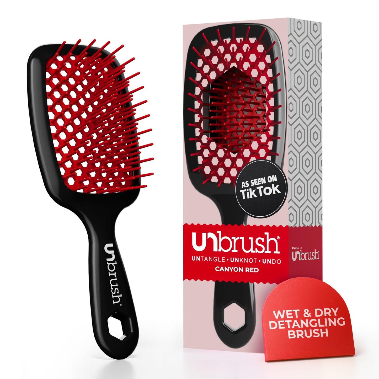HotFHI Heat UNbrush Detangling Brush for Pain-Free Brushing on All Wet or Dry Hair Types — Durable DuoFlex Anti-Static Bristles, Lightweight Handle, Vented Hair Brush, Periwinkle Light Blue