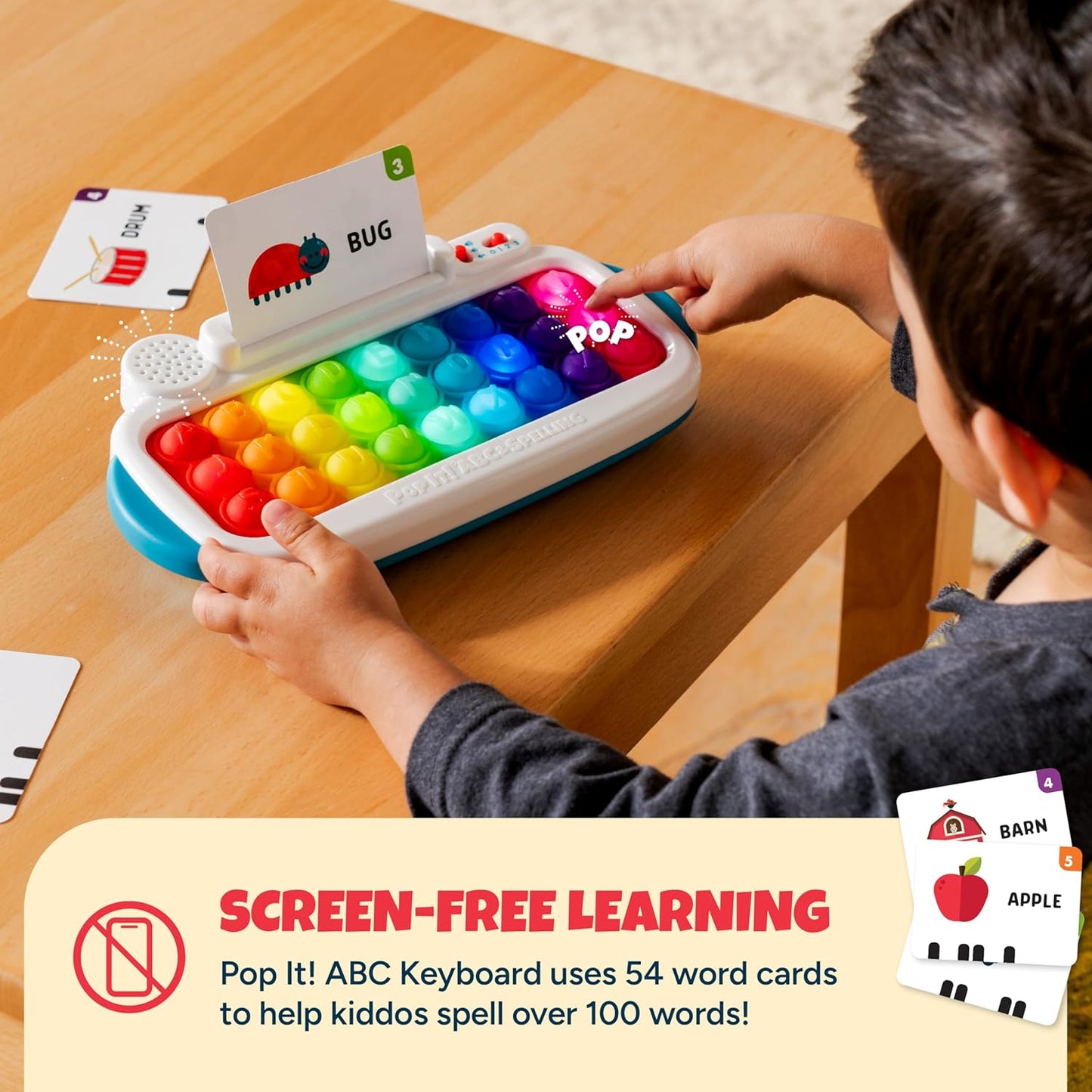 Hot Chuckle & Roar Pop It! ABC & Spelling Keyboard - Multicolor - Smart Letter Guidance with Alphabet Learning Toys - Soft Silicone Keys for Toddler Sensory Toys - Compact Travel Play Kit for Toddlers 1-3