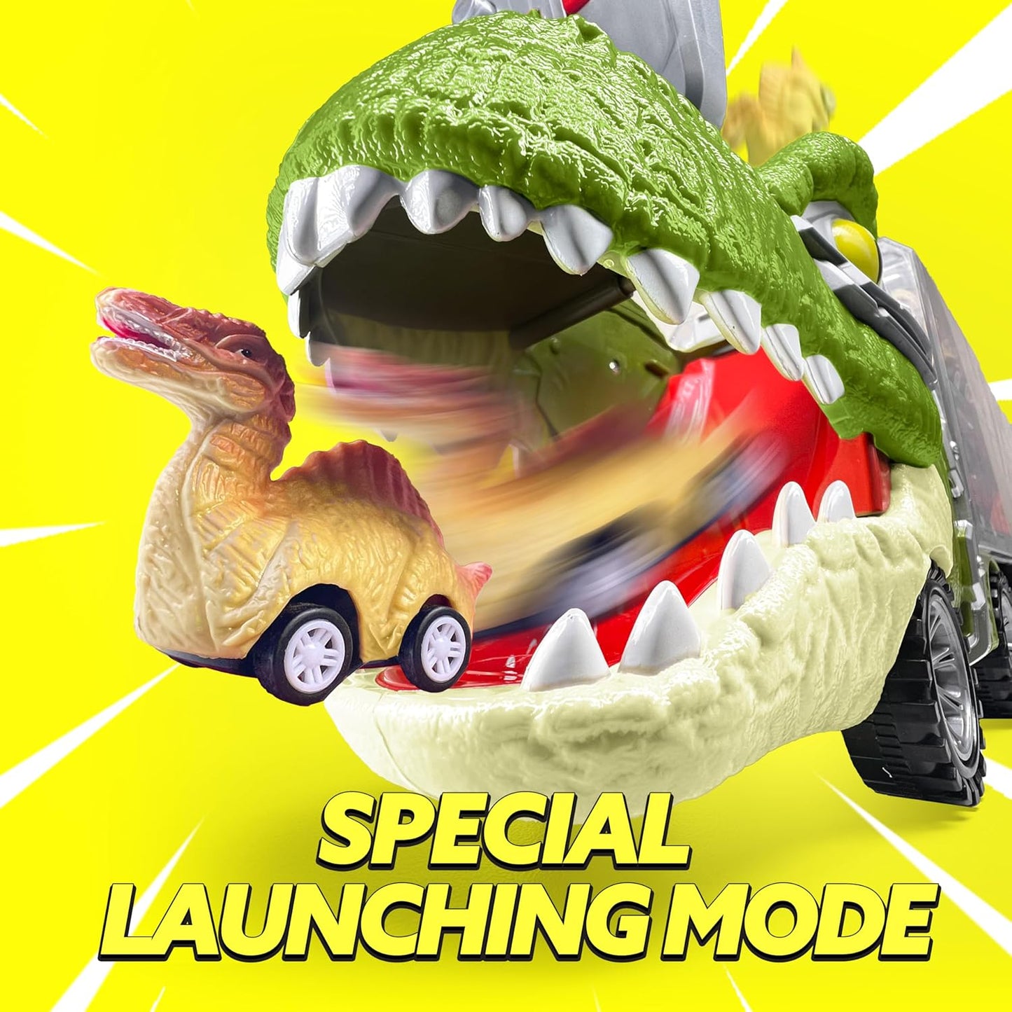HotJOYIN 13 in 1 Dinosaur Toys for Kids 3-5, Transport Dinosaur Carrier Truck with 12 Pull Back Cars, Toddler Toys 3-4， Birthday Gifts for 3 4 5+ Year Old Boys