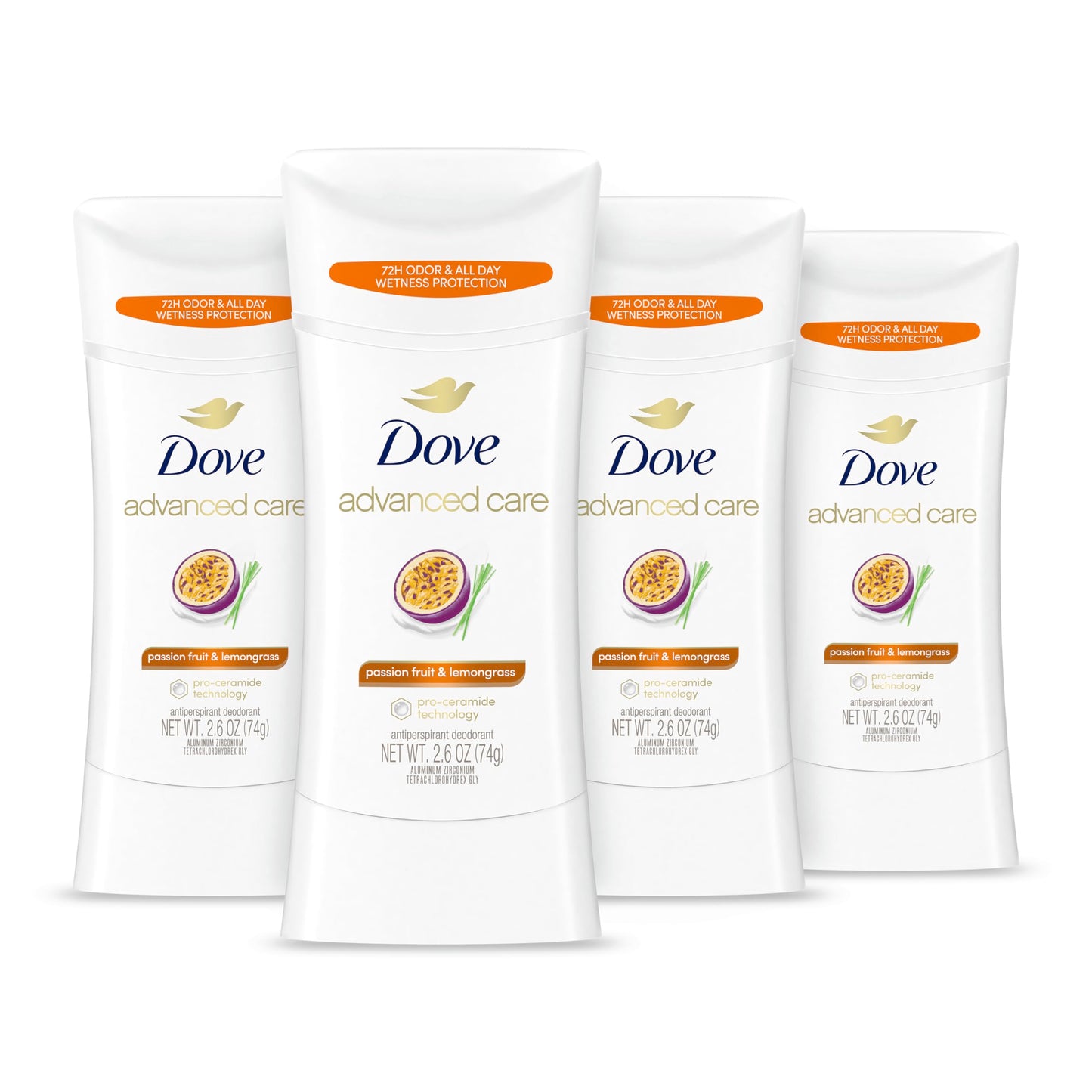 HotDove Advanced Care Antiperspirant Deodorant Stick Cool Essentials 4 ct for helping your skin barrier repair after shaving 72 hour odor control and sweat protection with Pro Ceramide Technology 2.6 oz