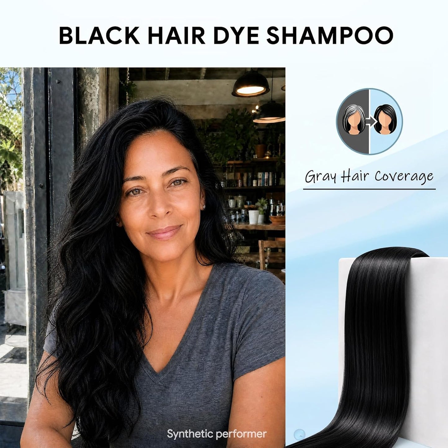 HotIvnil Black Hair Dye Shampoo 3 in 1 Hair Color Shampoo for Women & Men for Gray Hair Coverage, shampoo para pintar el cabello