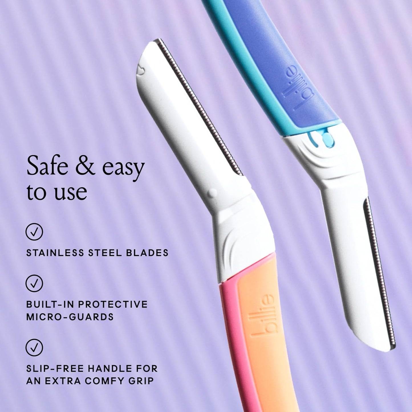 HotBillie - Dermaplane Starter Kit - Reusable Handle + 3 Refill Blades - Remove Facial Hair + Perfectly Shape Brows - Dermatologist-Approved - Malibu