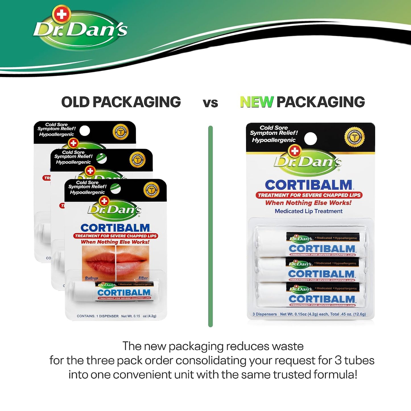HotDr. Dans CortiBalm Lip Balm Patented Formula 0.14 Ounces (3-Pack)