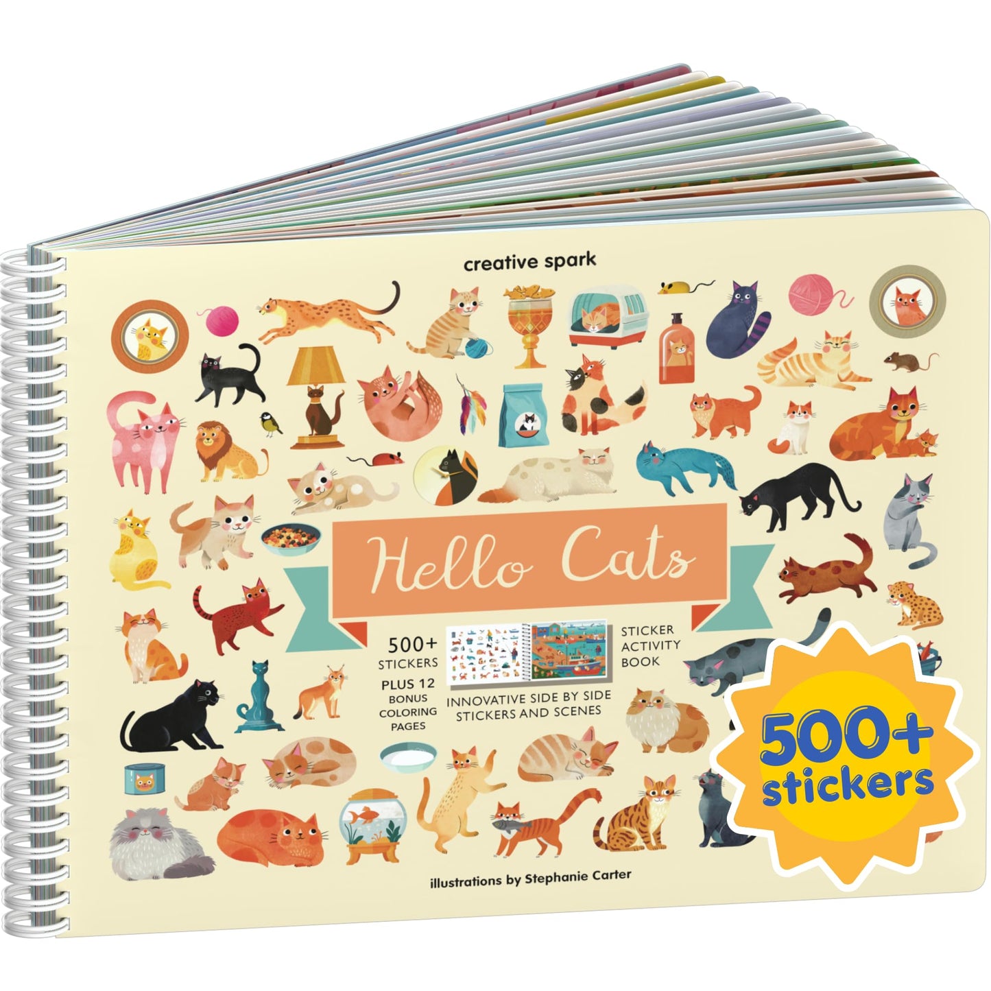 HotCars, Trucks, Planes & Trains 500+ Kids Sticker Book by Cupkin Fun Toddler Travel Activity Coloring and Sticker Book, Road Trip Essentials, 12 Coloring Pages + Scenes for Ages 2–8 Years