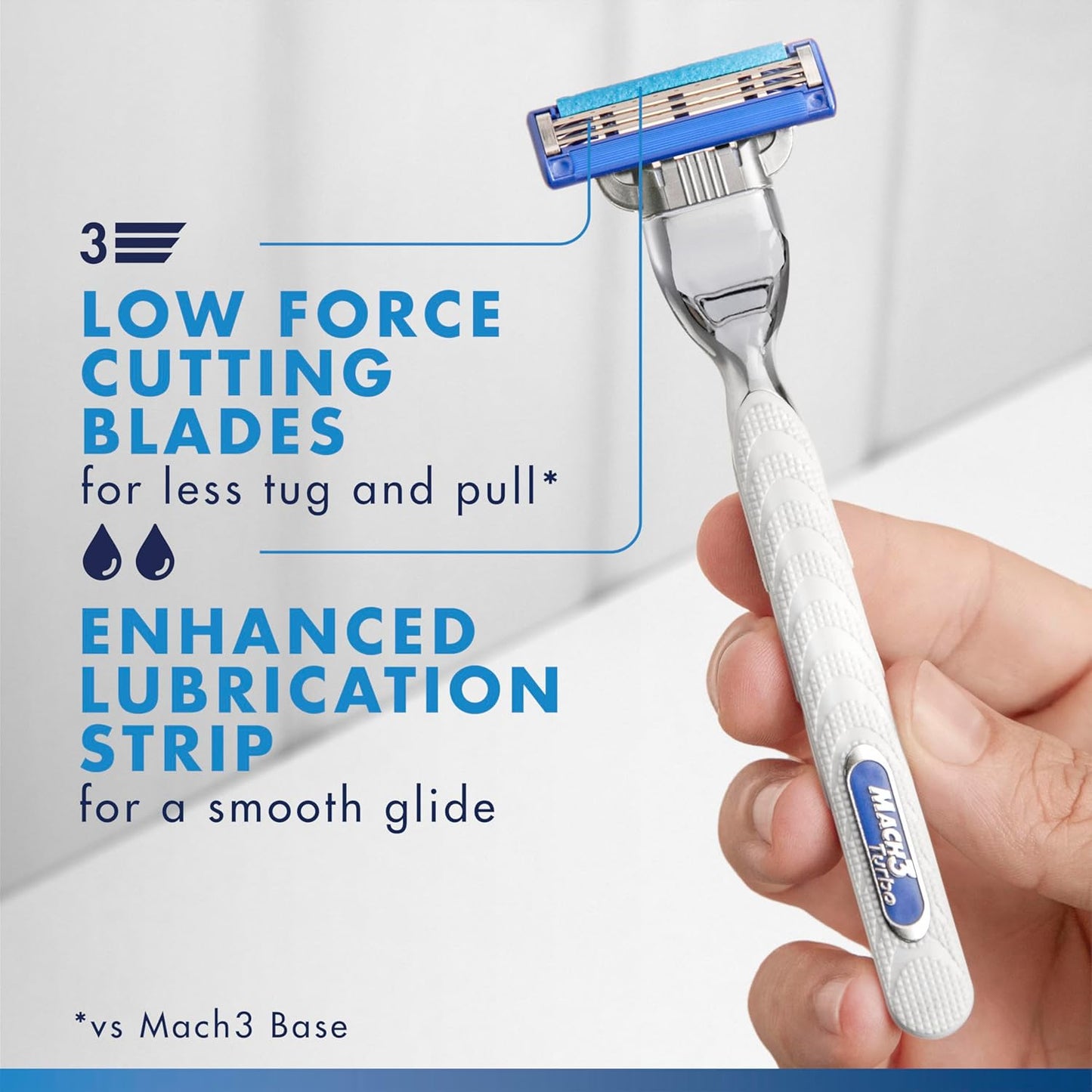 HotGillette Mach3 Turbo Razors for Men, 1 Handle, 4 Blade Refills