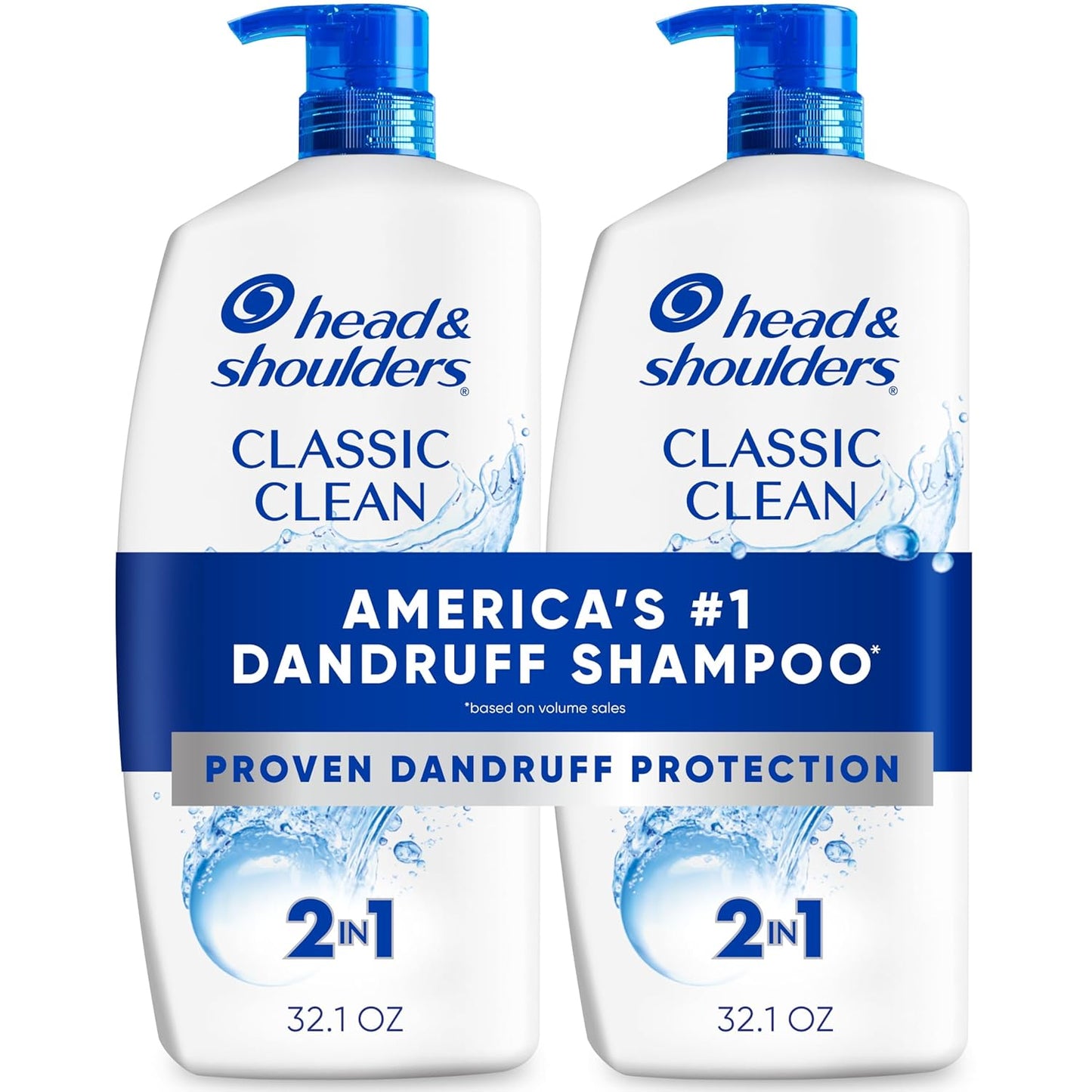 HotHead & Shoulders Classic Clean 2-in-1 Anti-Dandruff Shampoo and Conditioner Twin Pack, 72-Hour Protection, 1% Pyrithione Zinc, 32.1 fl oz Each
