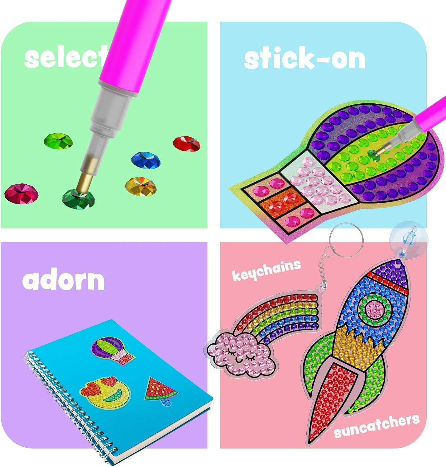 Hot Dan&Darci Diamond Art Kit for Kids - Gem Painting - Arts & Crafts Kits for Ages 6-12 - Gifts for 6, 7, 8, 9, 10, 11, 12 Year Old Boy & Girl - Girls Birthday Toys Gift Ideas - Craft Activities