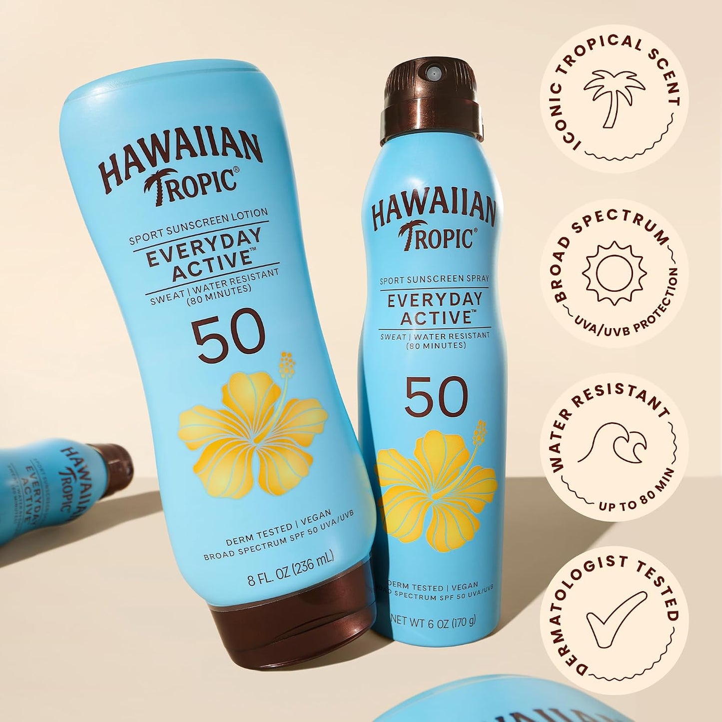 HotHawaiian Tropic Everyday Active Sunscreen Lotion, SPF 50 Sunblock, 8 Fl Oz