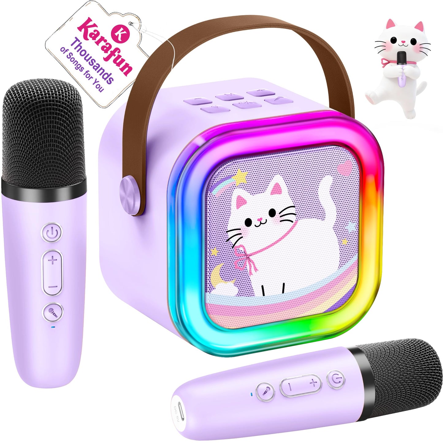 HotIROO Mini Karaoke Machine for Kids, 2026 TOP Toys Birthday Gifts Ideas for Girls Ages 4, 5, 6, 7, 8, 9, 10, 12+ Years Old, Portable MP3 Player with 2 Wireless Mics for Family Home Party