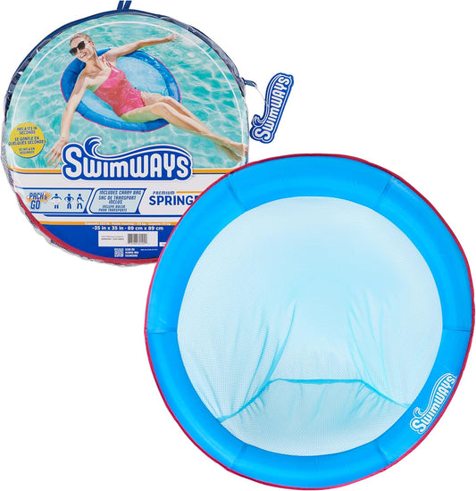 HotSwimWays Spring Float Premium Papasan Pool Lounger with Breathable Mesh Seat, Inflatable Pool Floats for Adults with Fast Inflation, for Ages 15 & Up
