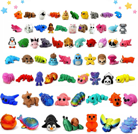 Hot 120PCS Surprise 3D Printed Animals Bulk, Random Collectible Mini Animal Figurines, Articulated Fidget Toys Variety Pack, Party Favors, Classroom Prizes, Goodie Bag Stuffers, Desk Pets