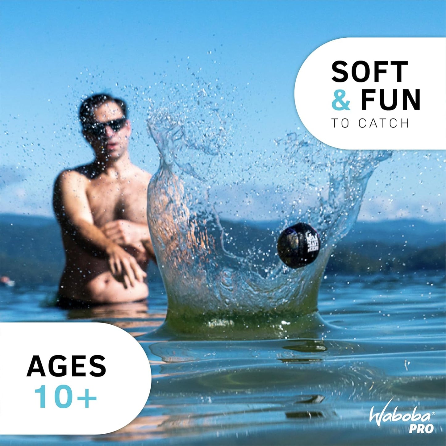 HotWaboba Original Water Skipping Ball Toy, Stars & Stripes | for Swimming Pool and Beach Games, for Kids and Teens