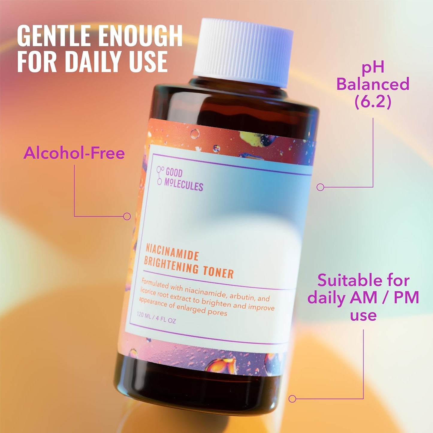 HotGood Molecules Niacinamide Brightening Toner - Toner for Face with Niacinamide and Arbutin for Skin Tone Balancing - Minimizes the Look of Pores, Facial Skin Care