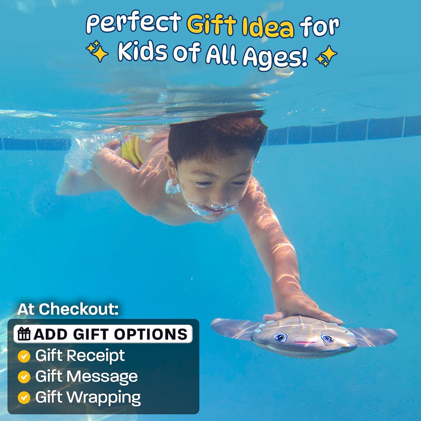 HotSwimming Pool Toys for Kids: Stingray Pool Torpedo Swim Toy - Self Propelled Water Toy Glides Underwater - Best Water Games & Outdoor Gifts for Boys & Girls - Diving Toys For Kids Ages 5 6 7 8 9 10 +