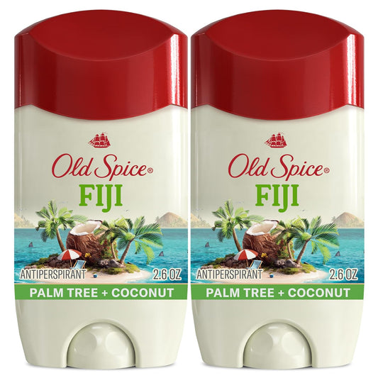 HotOld Spice Dry Feel Antiperspirant Deodorant for Men, 24/7 Sweat & Odor Protection, Gentle on Skin with Skin Conditioners, Dry Feel Stick, Fiji with Palm Tree + Coconut Scent, 2.6 oz (Pack of 2)