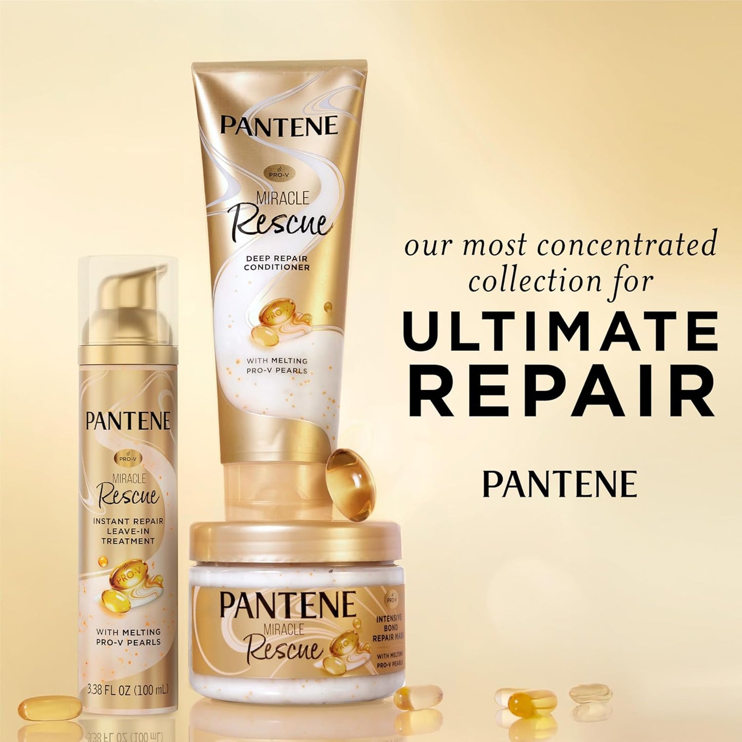 HotPantene Miracle Rescue Hair Mask, Intensive Bond Repair with Melting Pro-V Pearls, Melts Away Damage, Builds Bonds, Strengthens Against Damage, Deep Conditioning for Dry Damaged Hair, 10.1 fl oz