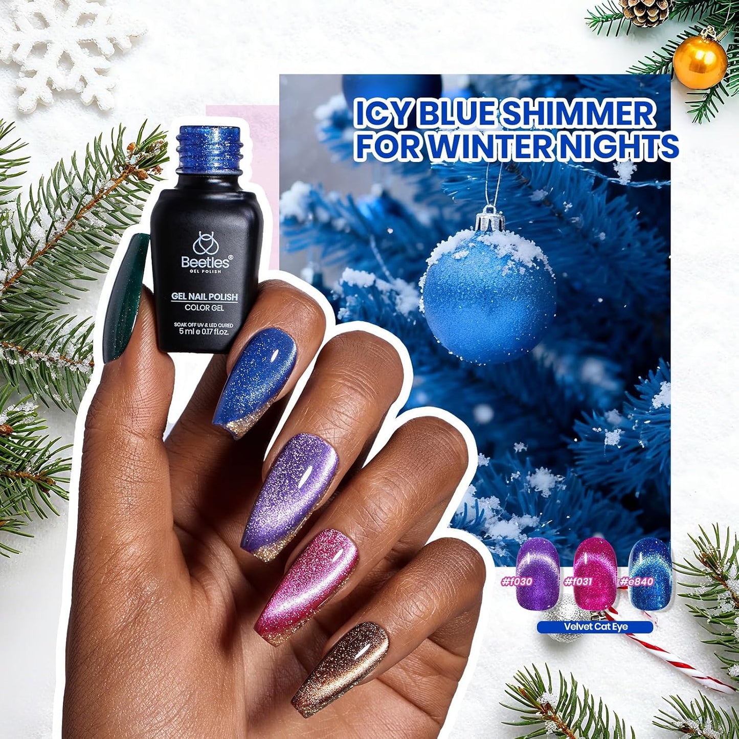 HotBeetles Stellar Sonata Cat Eye Gel Nail Polish Set - 36 Colors Christmas Gel Nail Kit Magnetic Red Green Purple Brown Burgundy Base Glossy Matte Top Coat Soak off UV Salon Nail Art Gift for Women
