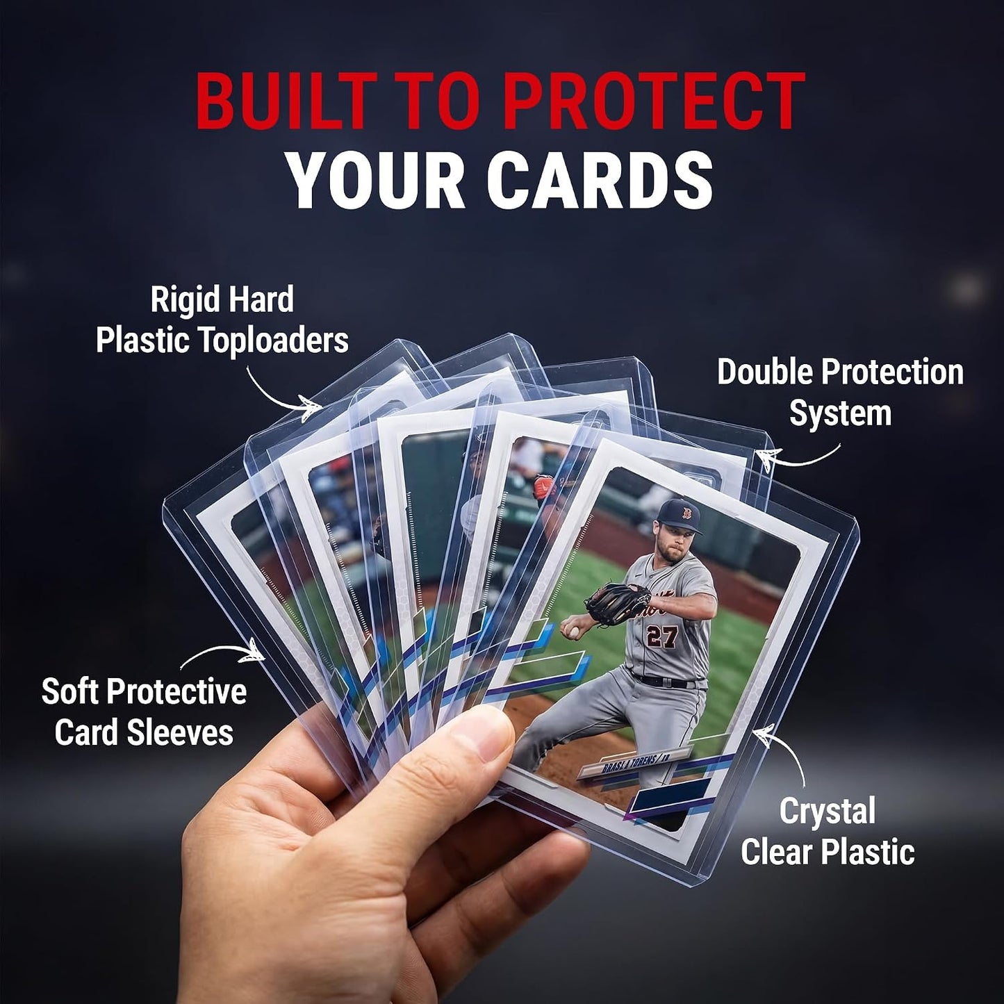 HotUltra Pro Toploaders and Card Sleeves Bundle – 3" x 4" Clear Regular Toploaders & Soft Penny Sleeves for Standard Size Cards – Hard Plastic Card Protectors for Collectible Trading Cards – 100 Pack