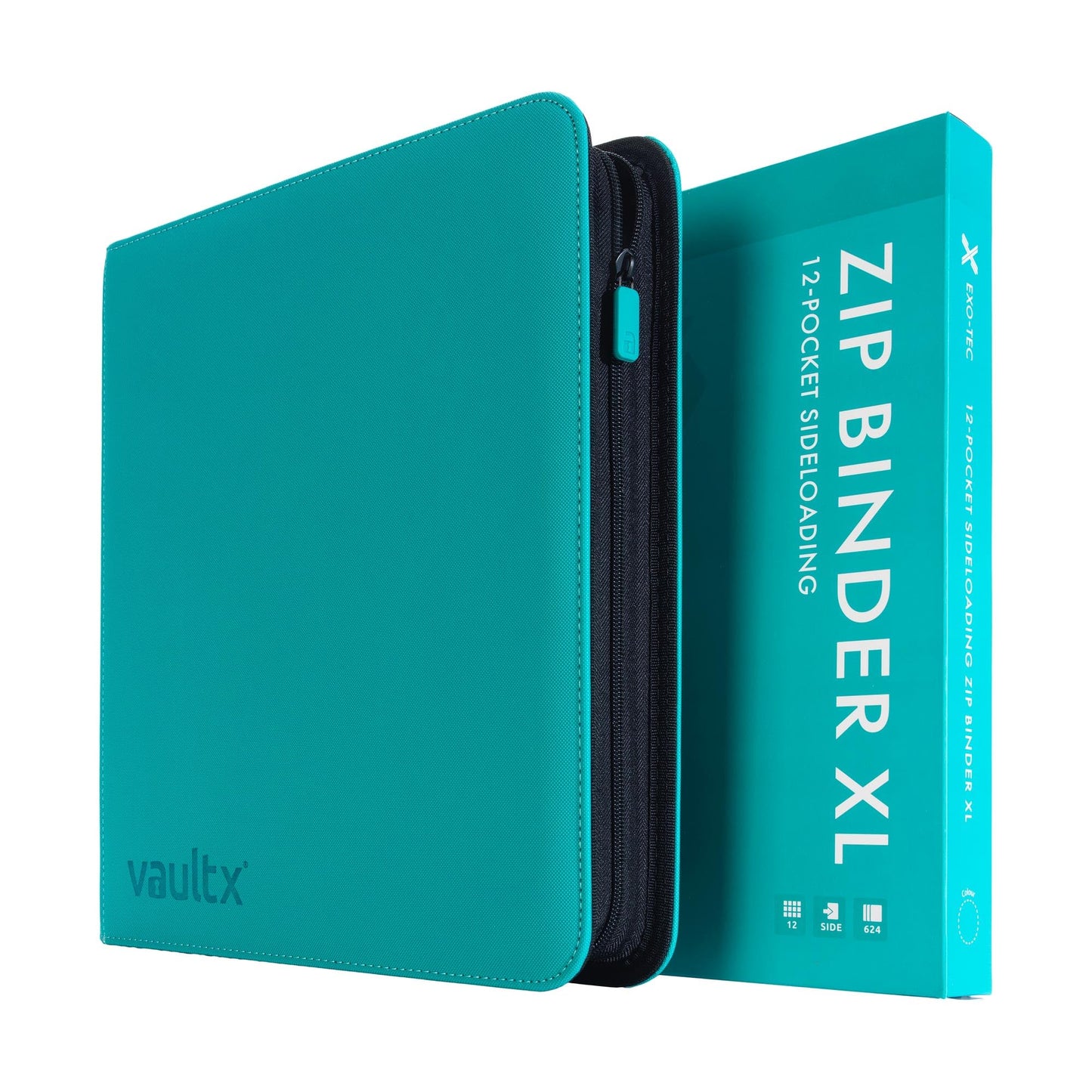 Hot Vault X 12 Pocket Zip Trading Card Binder 480 Cards Exo-Tec (Black) | Holds 480 standard-size TCG cards in 20 side-loading 12-pocket pages. Padded, water-resistant Exo-Tec cover.