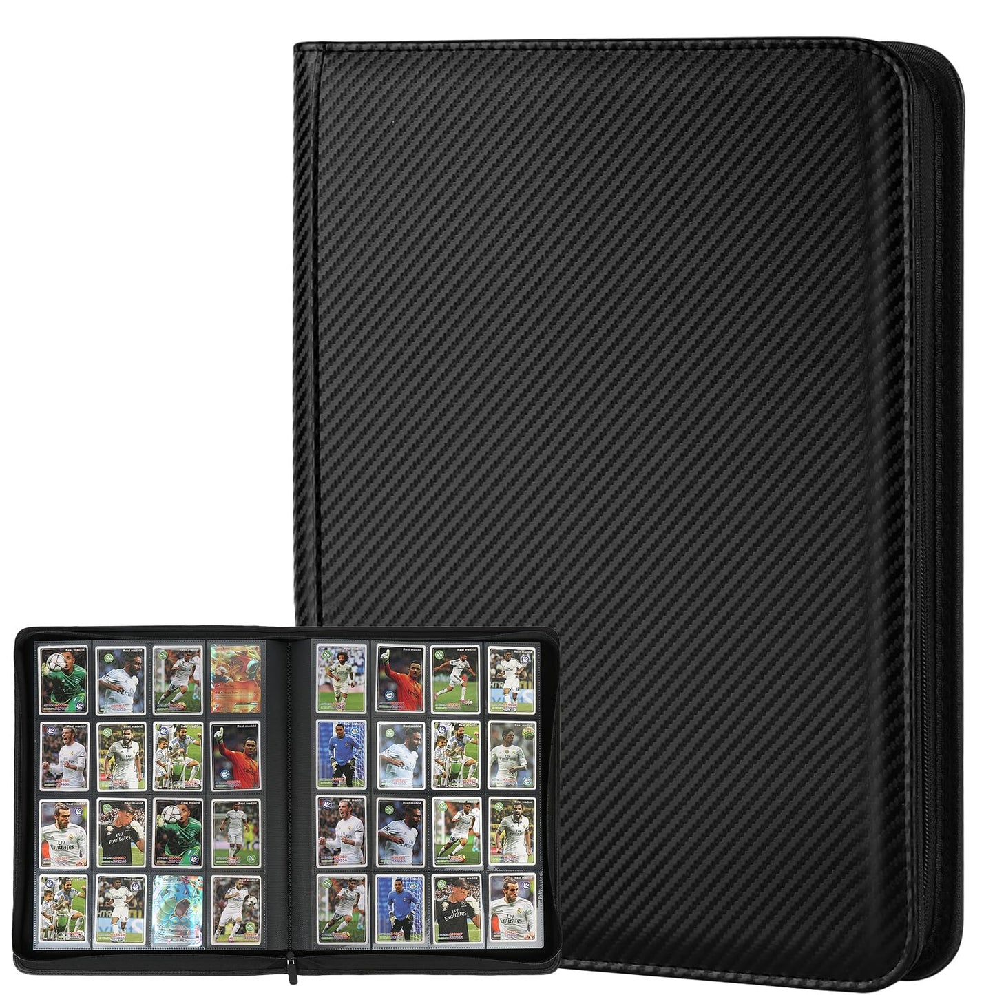 HotGERMUN 9 Pocket Trading Card Binder,720 Cards,40 Top-Loading Pages, Double Sided Pockets PU Cover Zipper Collection Album Folder for Standard MTG, TCG, Sports Cards(Black)