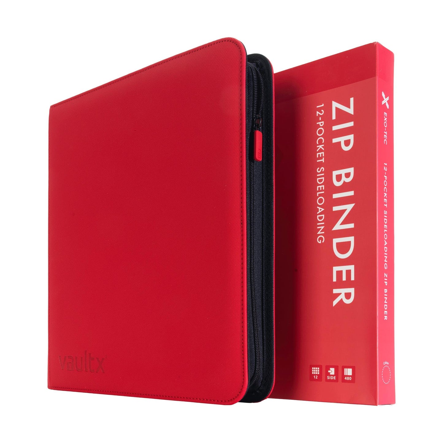 Hot Vault X 12 Pocket Zip Trading Card Binder 480 Cards Exo-Tec (Black) | Holds 480 standard-size TCG cards in 20 side-loading 12-pocket pages. Padded, water-resistant Exo-Tec cover.