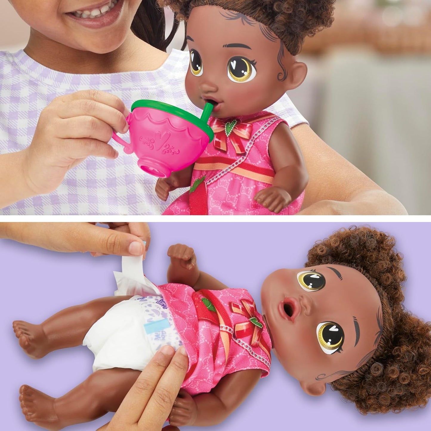 Hot Baby Alive Bubbly Tea Party Berry Boo Doll with Teapot Accessories, Black Hair, 11 Inches, Toys for 3 Year Old Girls and Boys & Up