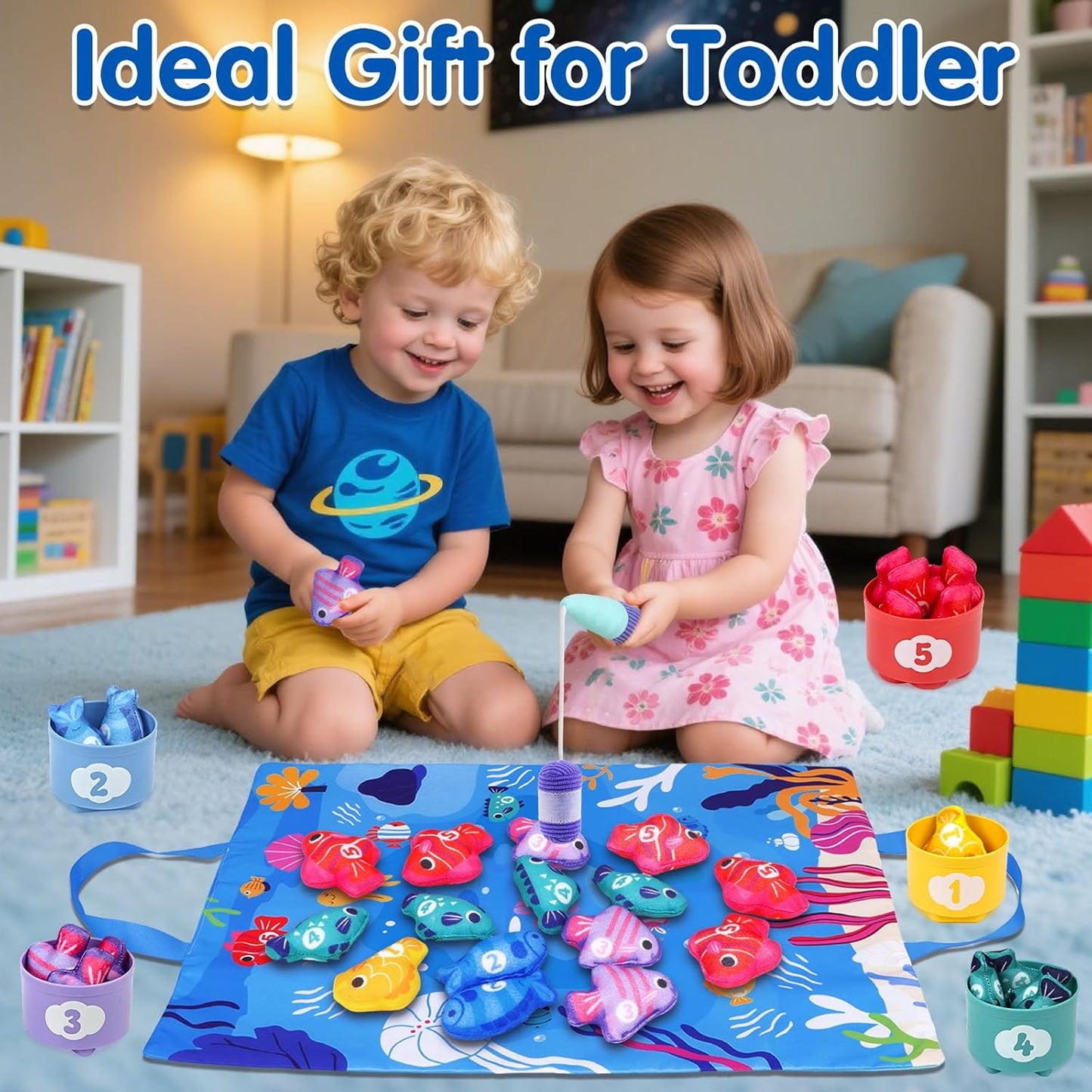Hot Arovan Montessori Toys for 1 Year Old - Cloth Fishing Game with Stacking Cups Toddler Toys for One Year Old Boy Girl First Birthday Gift - Sorting Learning Baby Toy 12-18 Months 1 2 Year Old