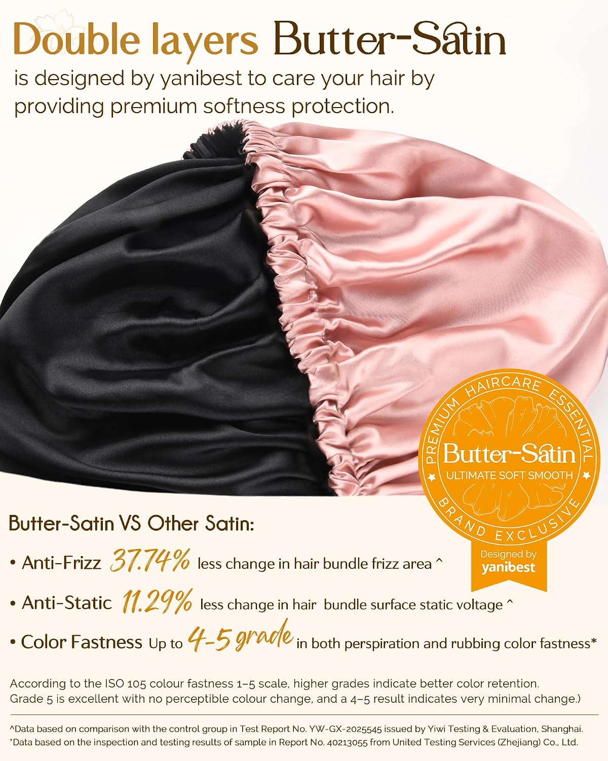 HotYANIBEST Adjustable Satin Bonnet Double Layer Hair Bonnet for Sleeping Bonnets for Women Hats Curly Natural Hair, Blush Pink | Double Layer, Reversible Bonnet, Natural Curly Coily, Maintain Moisture, Soft Adjustable Elastic Band Sleep Cap