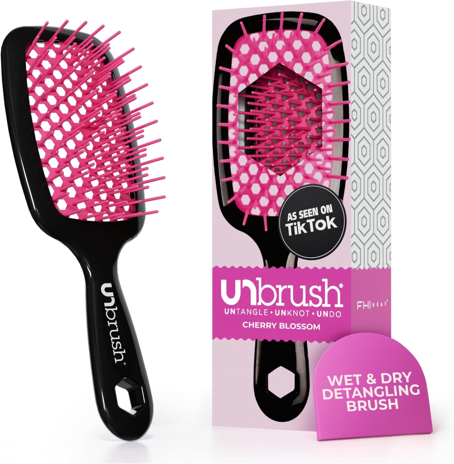 HotFHI Heat UNbrush Detangling Brush for Pain-Free Brushing on All Wet or Dry Hair Types — Durable DuoFlex Anti-Static Bristles, Lightweight Handle, Vented Hair Brush, Periwinkle Light Blue
