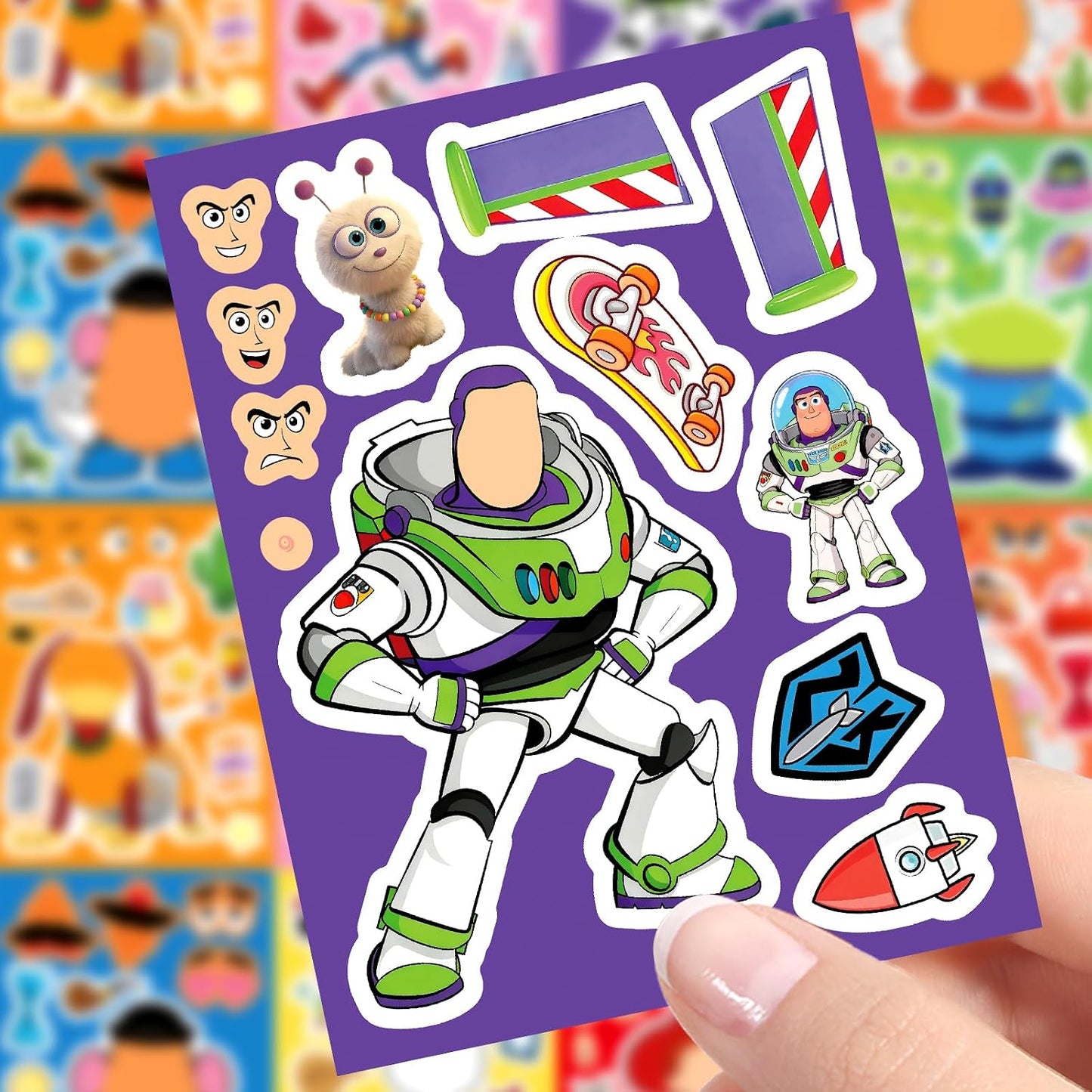 Hot 24pcs Make a face Toy Story Stickers,Make Your Own Stickers,Mixed & Matched with 8 Designed Characters(3 of Each) for Party Favors Supplies, Reward, Decor,Gift Idea