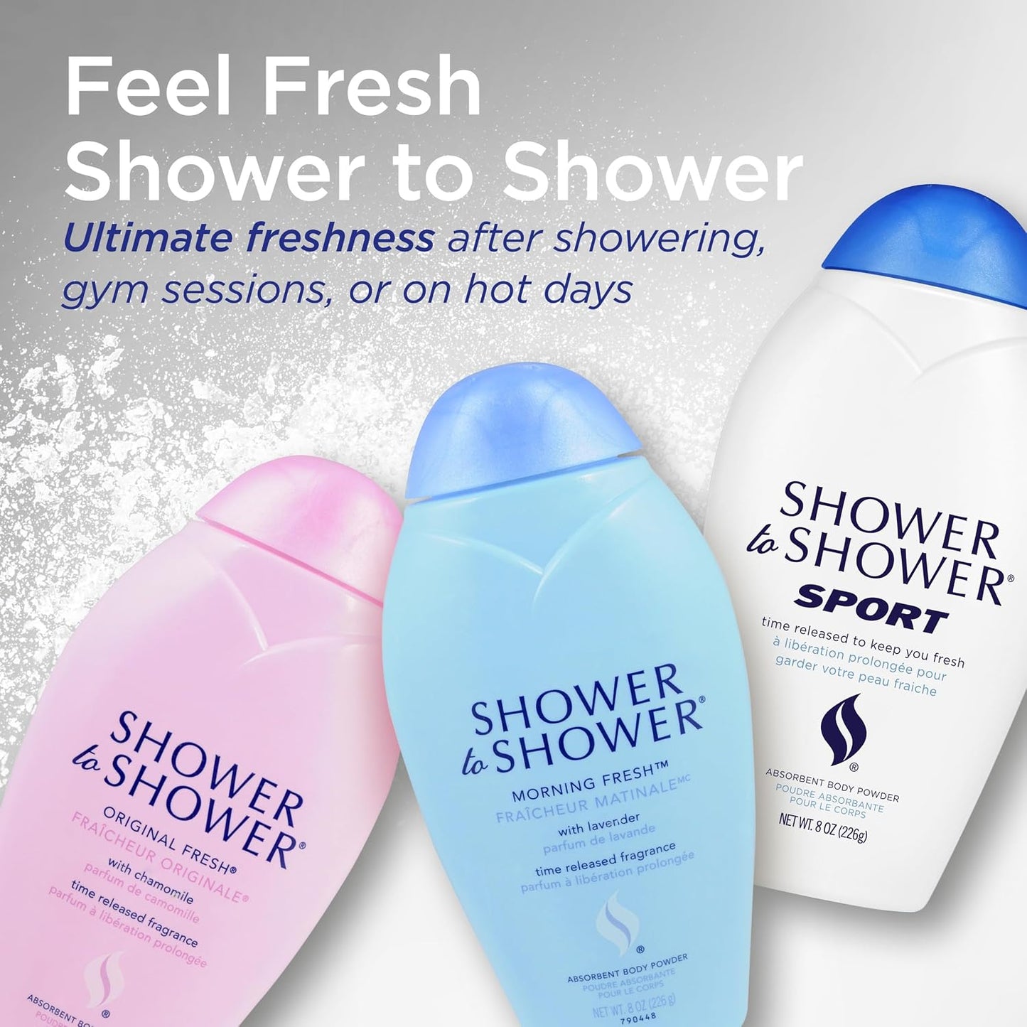 HotShower to Shower Morning Fresh Body Powder with Lavender for Men & Women, Talc Free, Sweat Absorbing, Prevents Chafing & Odor, Deodorizing All Over Body Powder for Long Lasting Freshness, 13 OZ