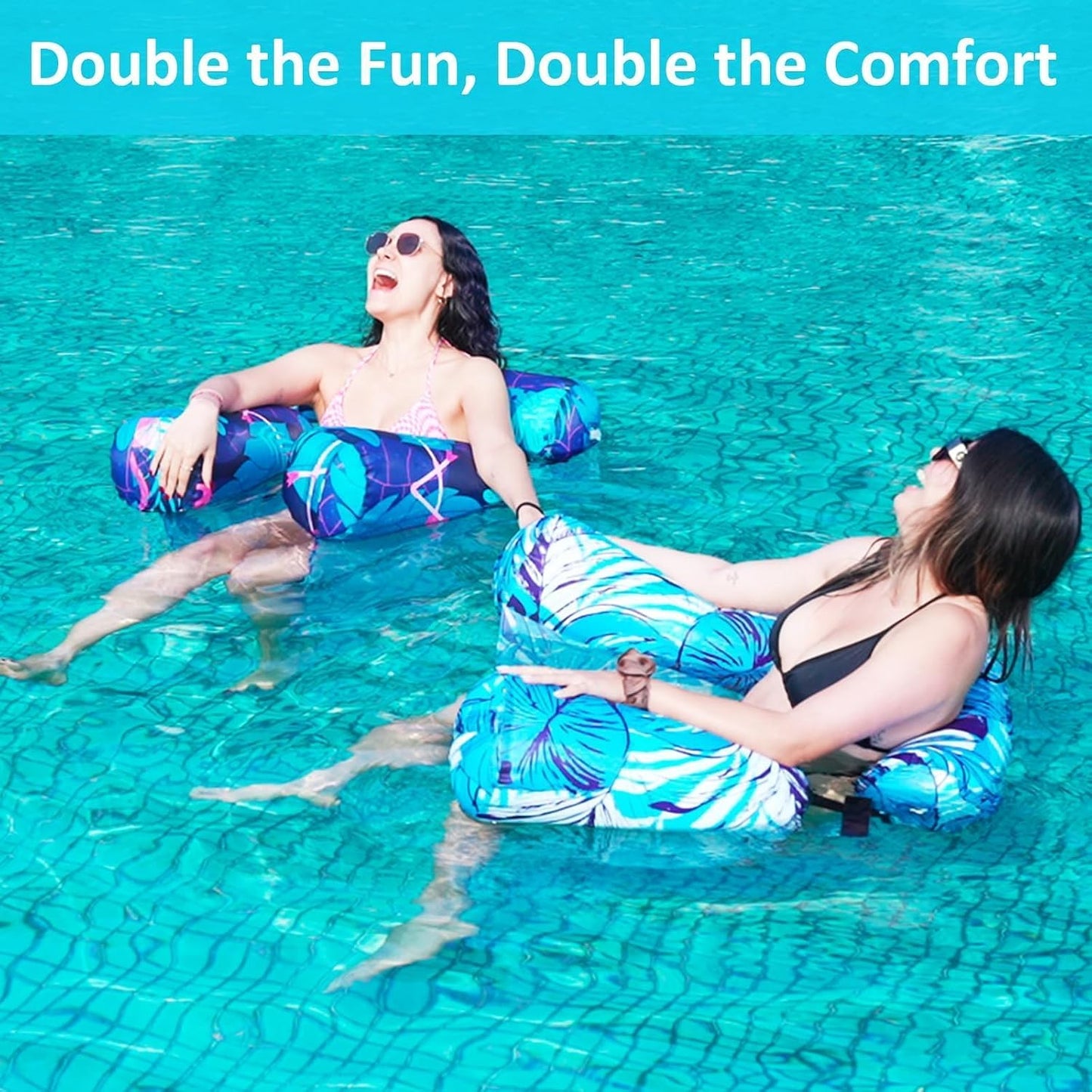 HotInflatable Pool Float Chair - 2 Pack Pool Floats Adult Heavy Duty, Water Floating Lounge Chairs, Blow up Floaties Adults for Summer Fun Party Lake Beach