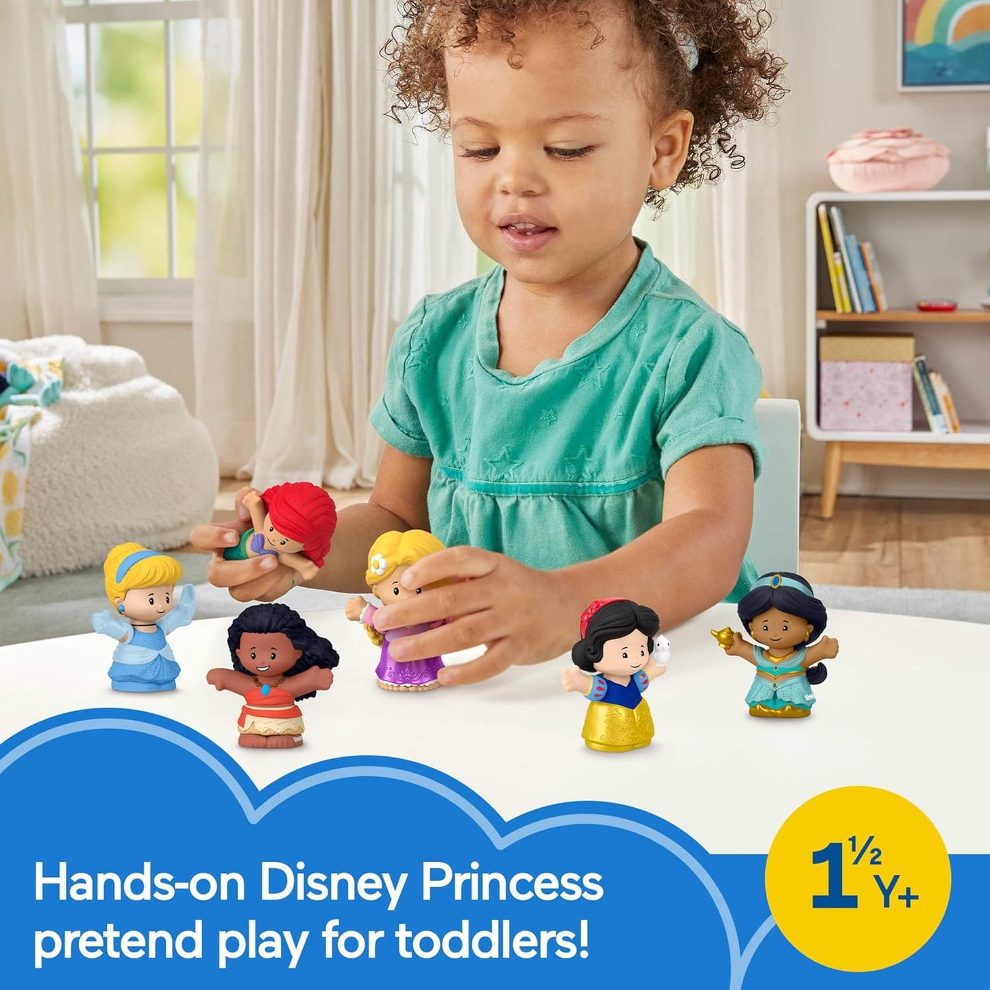 HotFisher-Price Little People Disney Princess, 6 Figures Ages 18+ Months | 6 characters included: Moana, Ariel, Snow White, Rapunzel, Cinderella, Jasmine, toddler-safe plastic