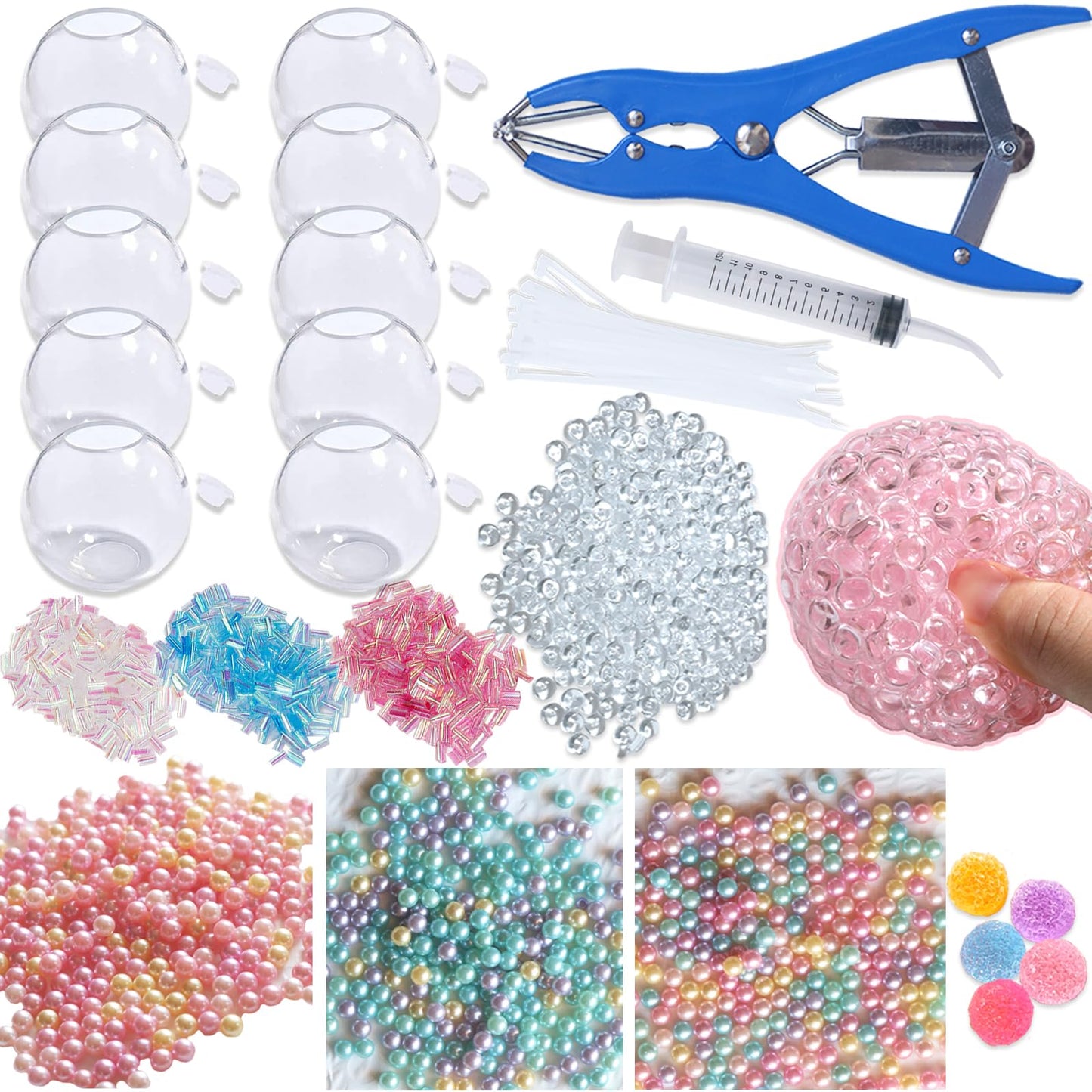 Hot DIY Stress Ball Making Kit with Filler-15PCS Stress Ball Making Kit Stress Balls, Transparent Blank Skins with Air Pump & Expander Tool for Pressure Squishy Balls for Adult (15PC, Style A)