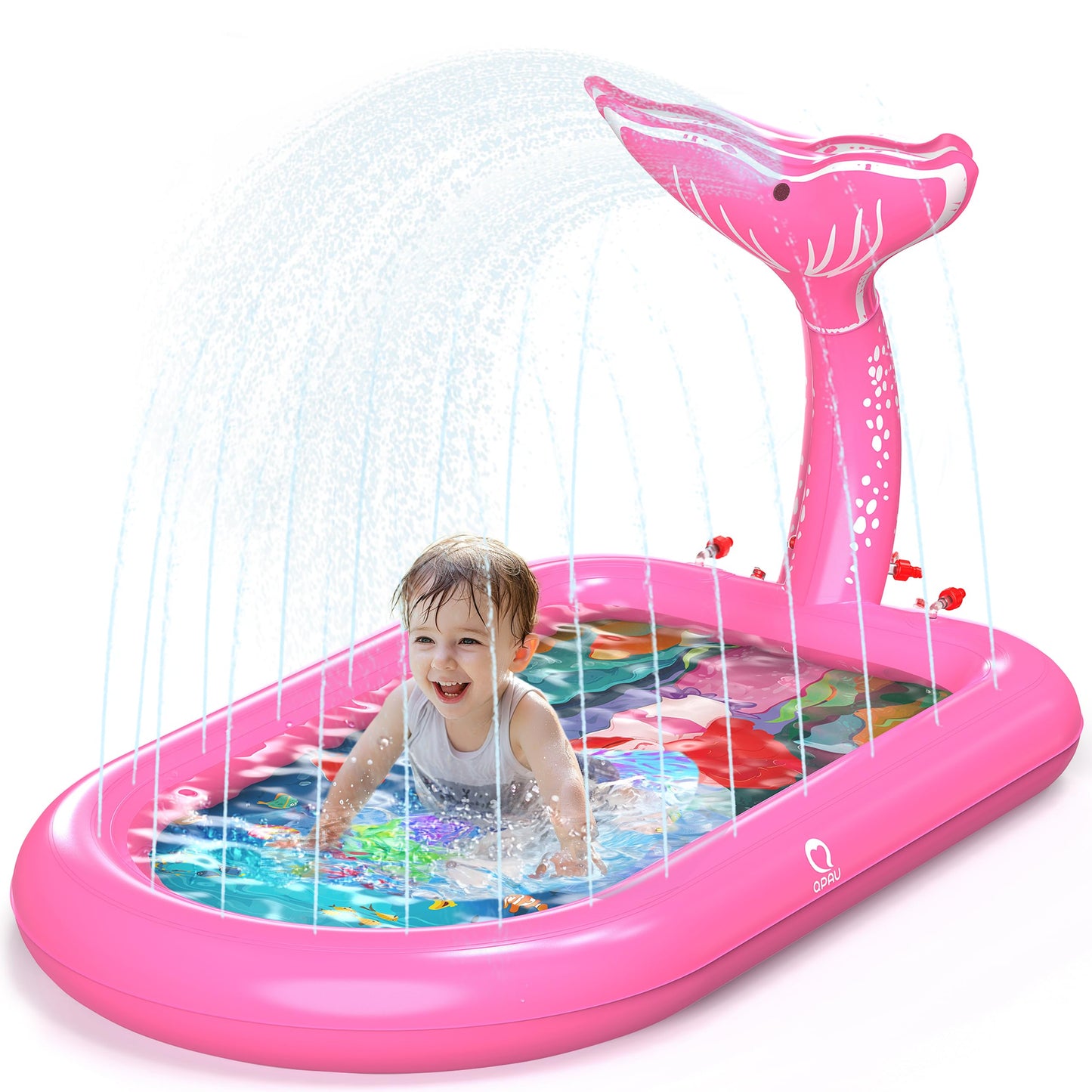 HotQPAU Splash Pads for Toddlers 1-3, Pink Elephant Toy Splash Pad for Kids, Outdoor Play Mat for Babies, Inflatable Sprinkler Pool for Birthday Girl Gifts 1 Year Old Girl