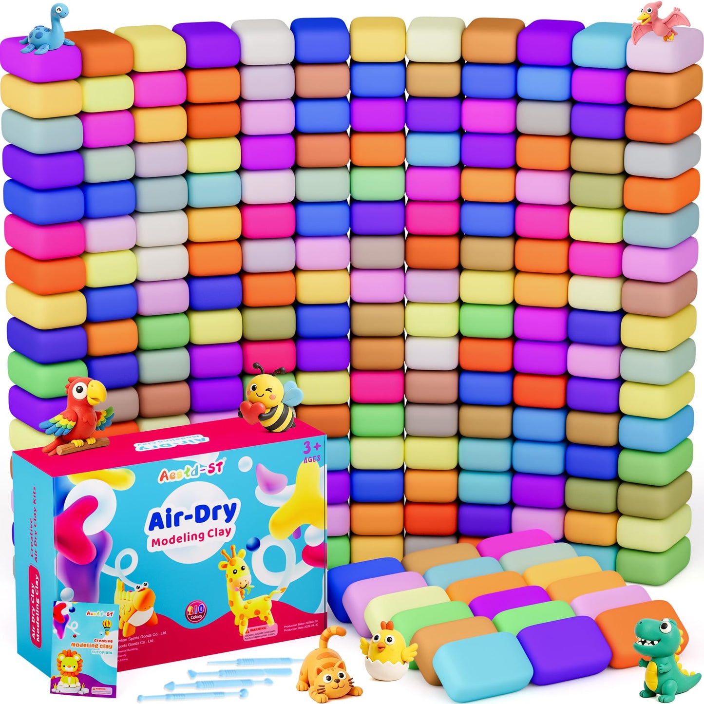 HotAestd-ST Air Dry Clay 66 Colors, Modeling Clay for Kids, DIY Magic Clay | Molding Clay Kit, 4 Sculpting Tools, Resealable bags, Non-Sticky Soft, Super Light, Arts & Crafts Gift for Boys Girls Kids