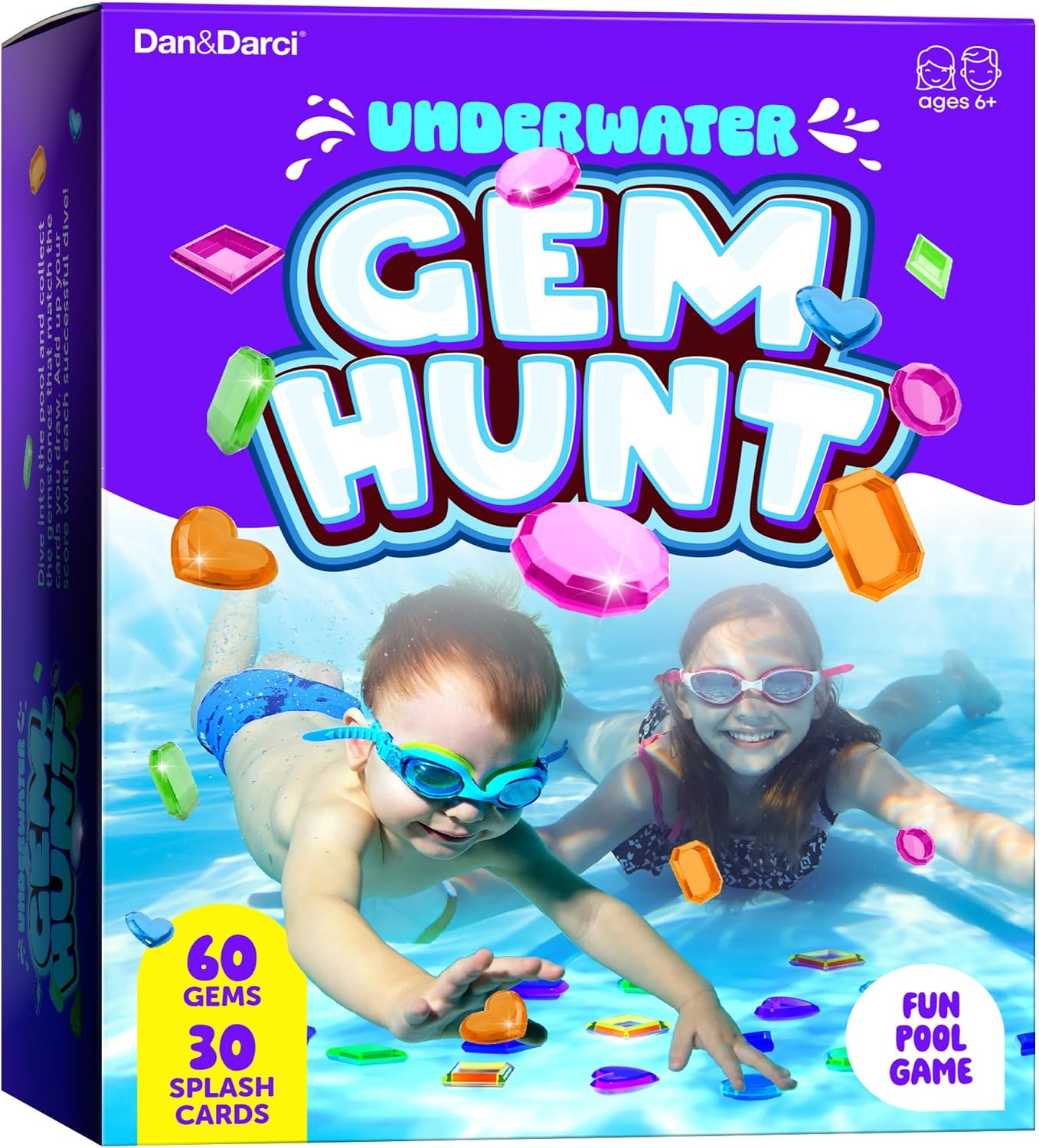 HotDan&Darci Pool Gem Hunt Diving Game for Kids - Pools Toys for Kid Ages 6 7 8 9 10 11 12 Year Old - Water Games Swimming Dive Toy - Gifts for Girls, Boy Ages 6-8, 8-12, Summer Fun