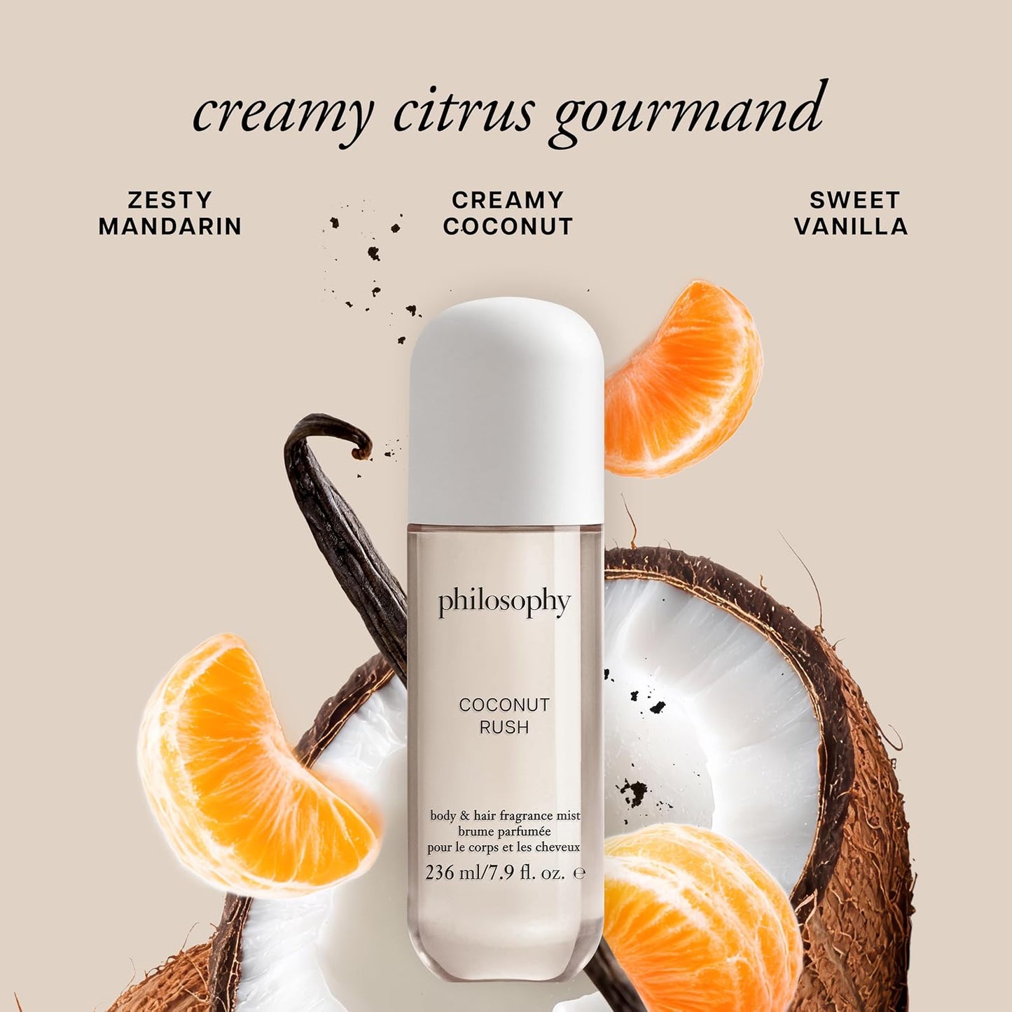 Hot philosophy hair and body mists – long-lasting fragrance mists for women with skin-loving ingredients – hydrates & refreshes for 24 hours – vanilla, pistachio & coconut scent options