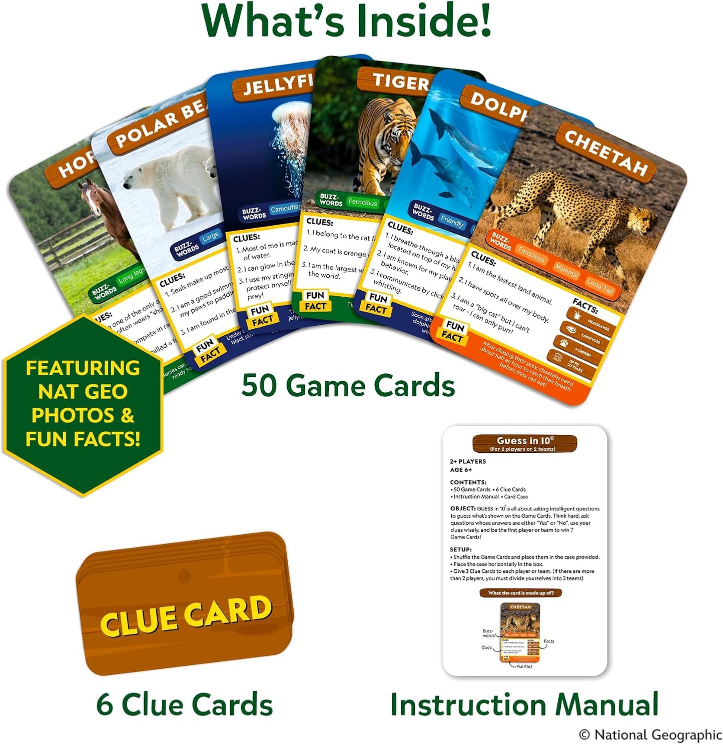Hot Skillmatics Guess in 10 – National Geographic Animals, Card Game for Kids | Educational Game for Families, Animal Trivia & Travel Game, Screen-Free Fun, Gifts for Kids Ages 6, 7, 8, 9 and Up