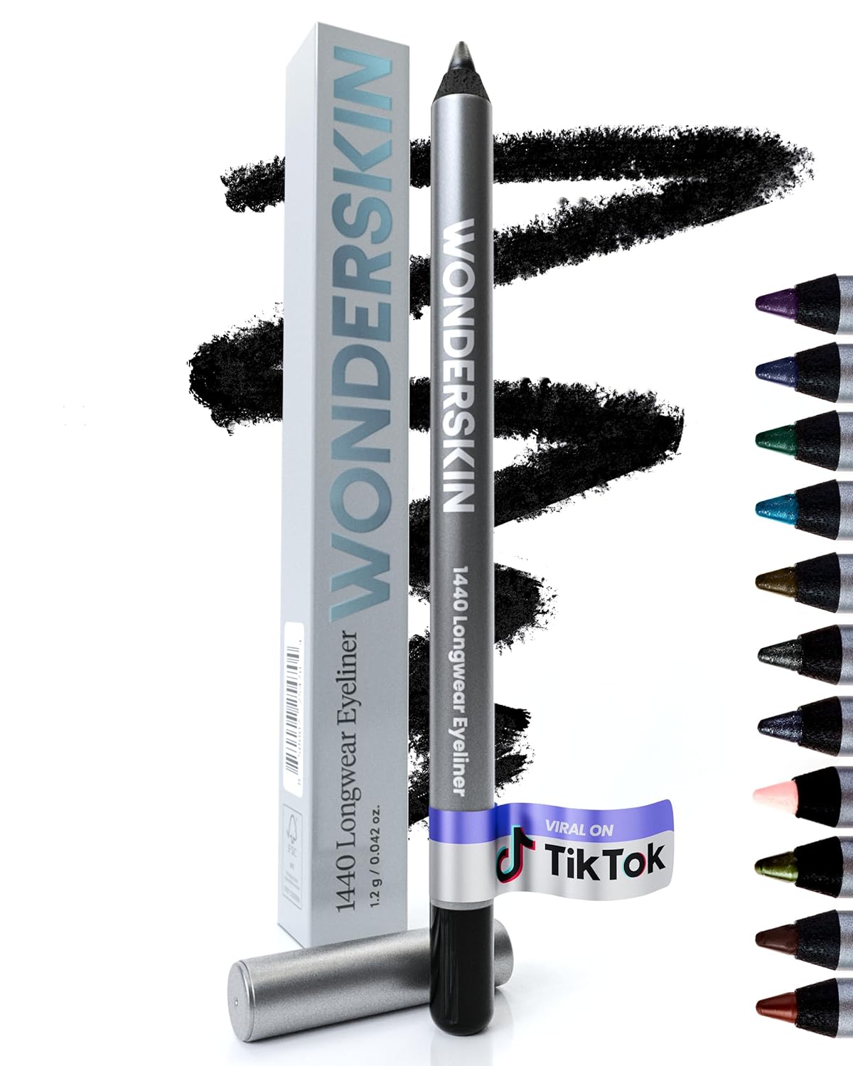 HotWonderskin Eyeliner Pencil, 1440 Longwear Deep Black Eyeliner Pencil - Waterproof, Sharpenable & Smudge Proof (Liquorice)