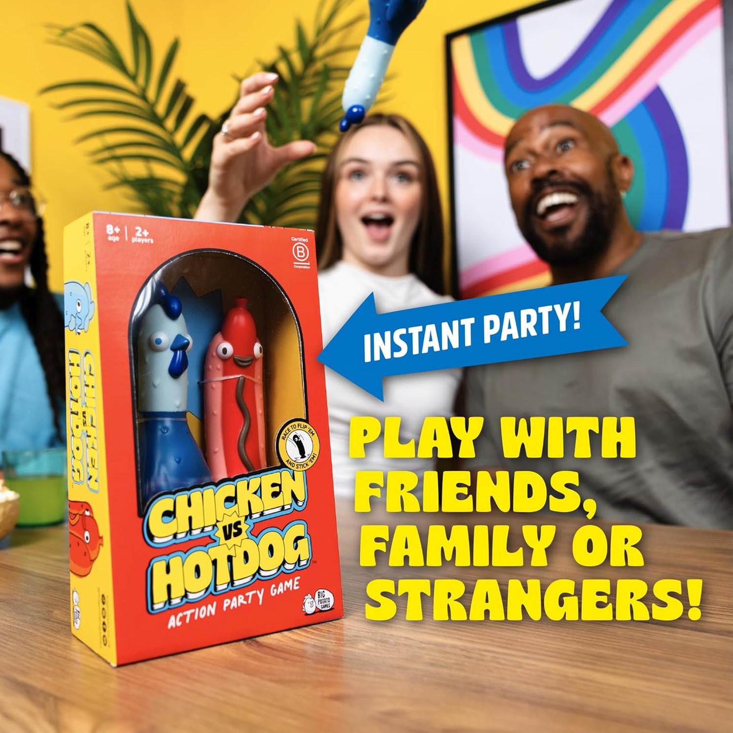 HotBig Potato Chicken vs Hotdog Action Party Game for Kids and Adults | Flip Your Sling'em, Silly Board Game, Head-to-Head Flipping Duel, Fast & Funny, 2+ Players, Ages 8+, Yard and Outdoor Game