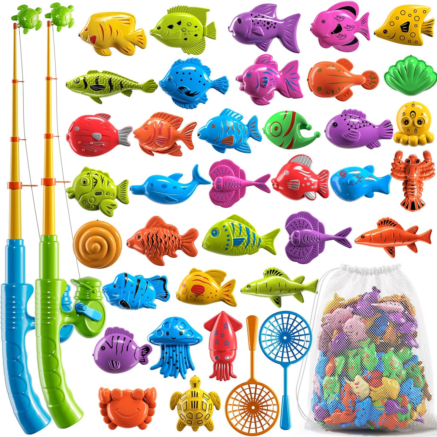 Hot NIPLOOOW Pool Fishing Toys Games, Water Table Bathtub Toy with Inflatable Pool Pole Rod Net Plastic Floating Fish, Birthday Gifts for Kids Age 3 4 5 6 Year Old,Kids Outdoor Toys