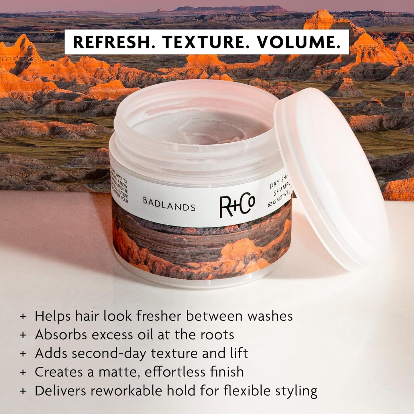 HotR+Co Badlands Dry Shampoo Paste | Part Dry Shampoo, Part Styling Paste | Adds Texture, Absorbs Oil, Matte Finish