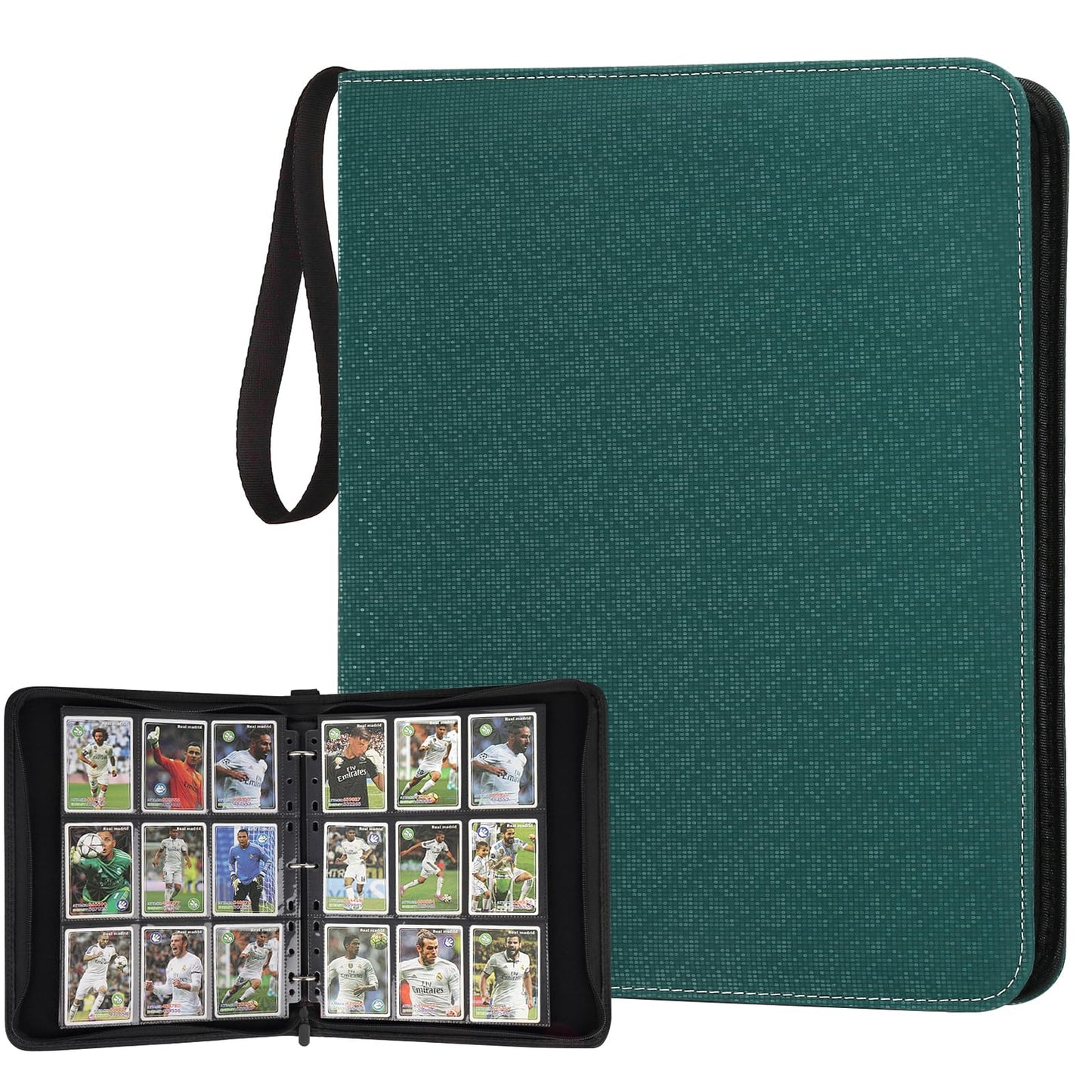 HotGERMUN 9 Pocket Trading Card Binder,720 Cards,40 Top-Loading Pages, Double Sided Pockets PU Cover Zipper Collection Album Folder for Standard MTG, TCG, Sports Cards(Black)
