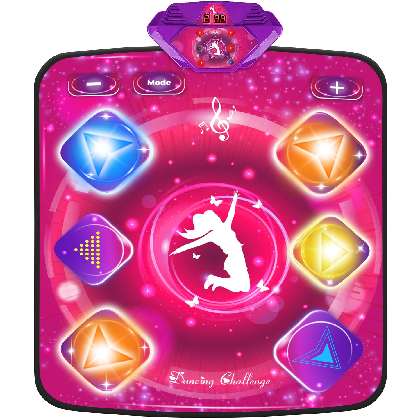 Hot Kusntin Dance Mat, Dance Mixer Rhythm Step Play Mat, Pink Dance Pad with LED Lights, Adjustable Volume, Built-in Music, 5 Game Modes, Xmas Birthday Gifts for 3-10 Years Girls Toys (Multicolor)