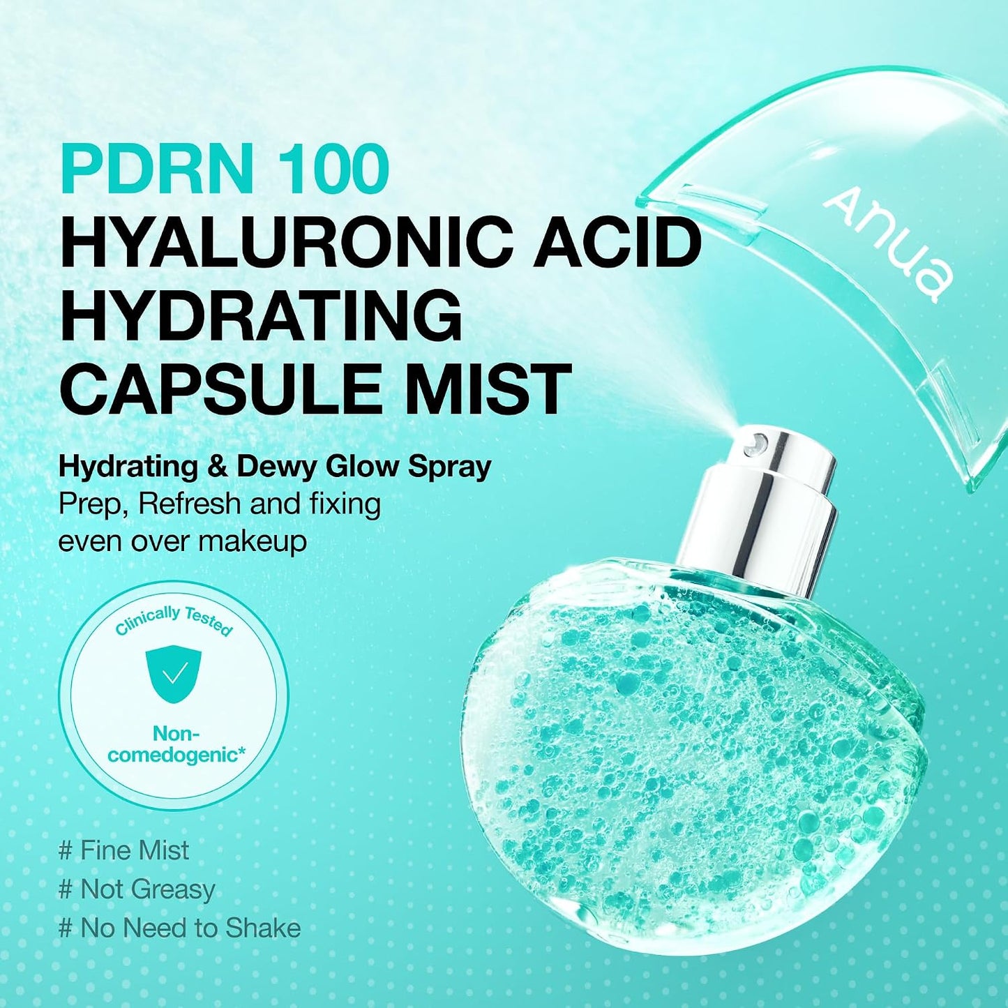 HotANUA PDRN Collagen Glow Facial Serum Spray, Hydrating Face Mist, Hyaluronic Acid, dewy glass finish, All Skin Types, Instant Plumping Hydration, Firming Care, Korean Skincare, 1.01 fl oz